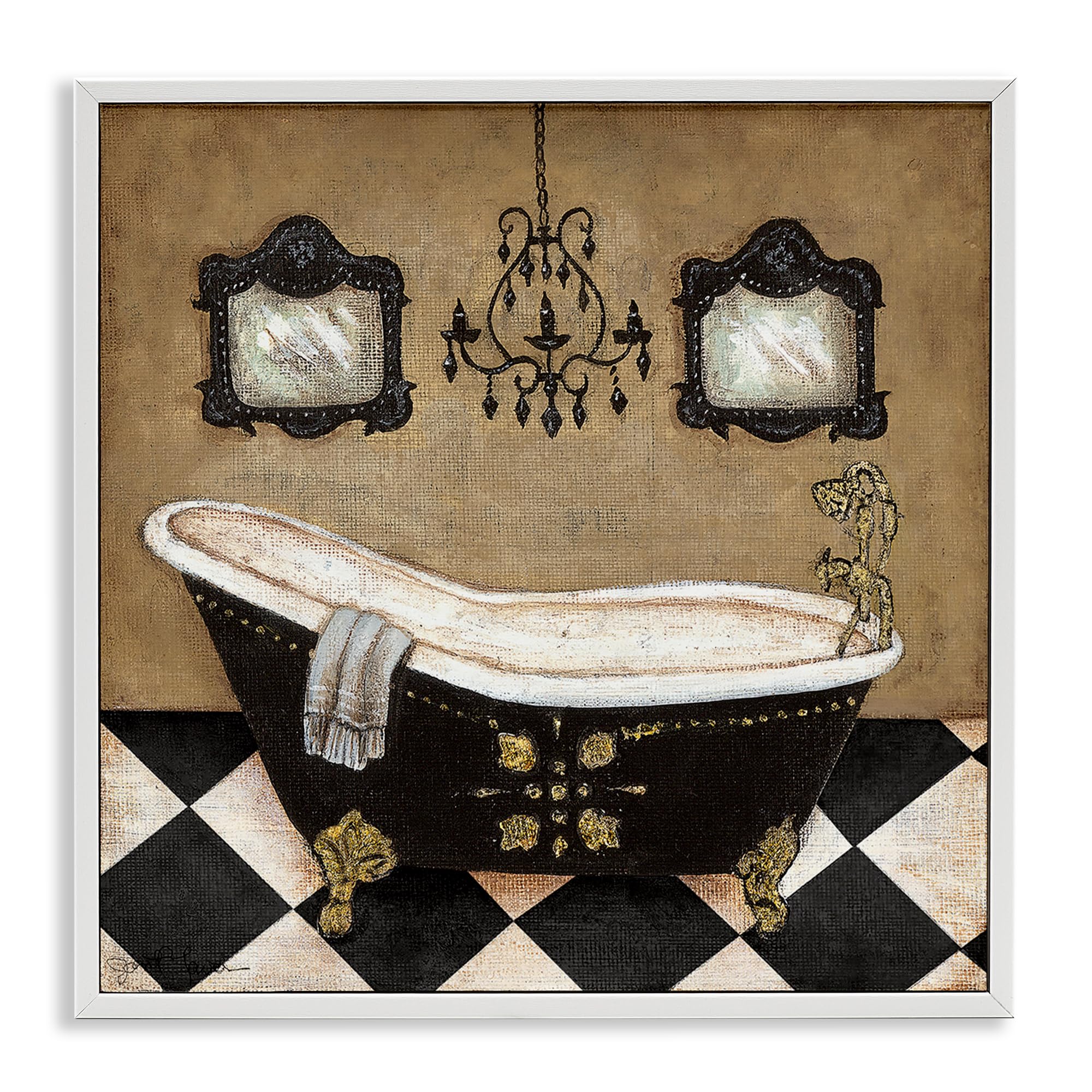 Stupell Industries Coastal White (Textured) 'Elegant Vintage Bathtub'| Framed Giclee Art