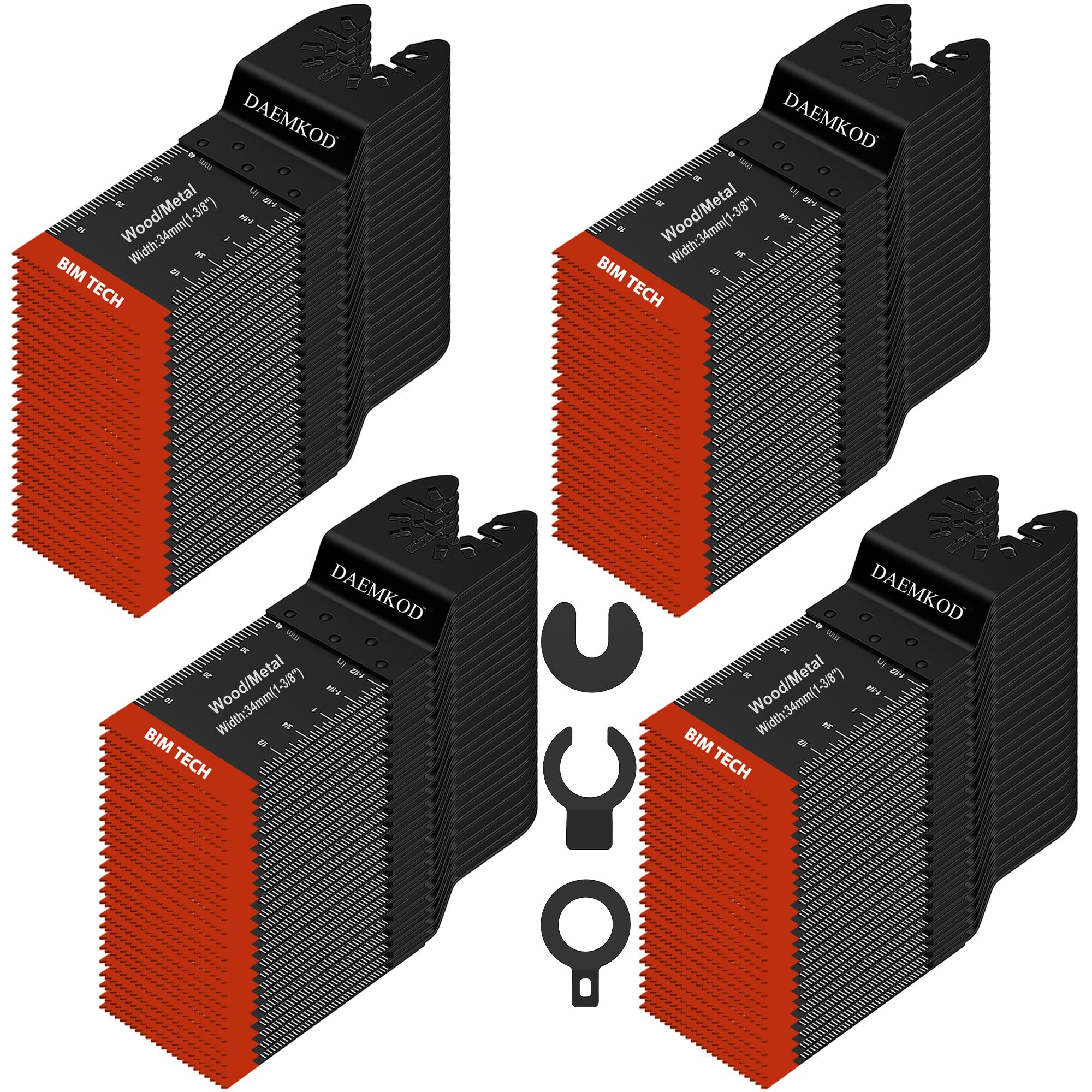 Paquete de 100 hojas de sierra oscilantes bimetálicas para corte de metal, cuchillas multiherramienta de 34 mm para madera dura, plástico, kits de cuchillas multiherramienta para accesorios de