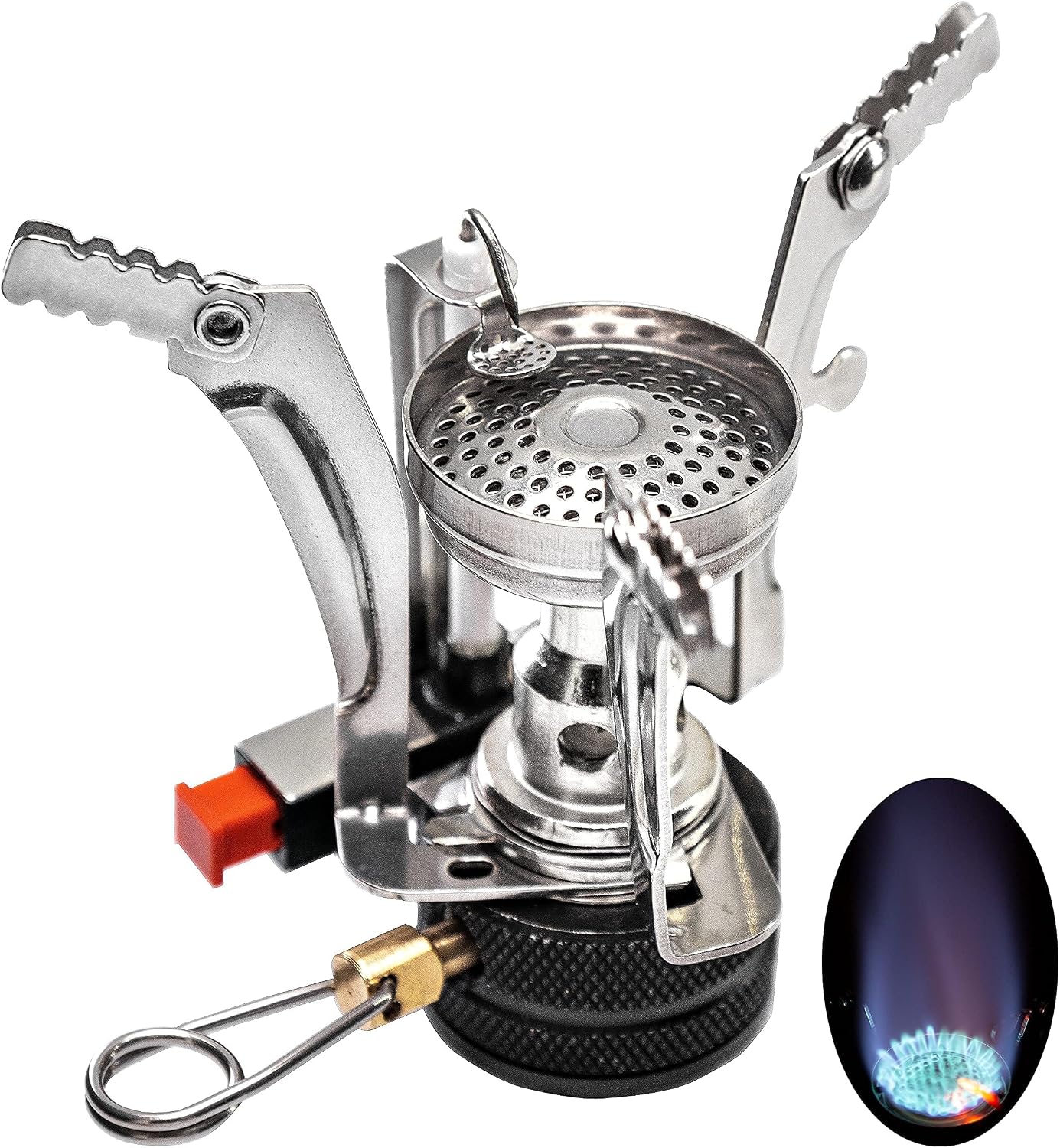 Portable Backpacking Stove with Piezo Ignition, Wind-Resistant Camping Stove,a Set Of Folding Tableware
