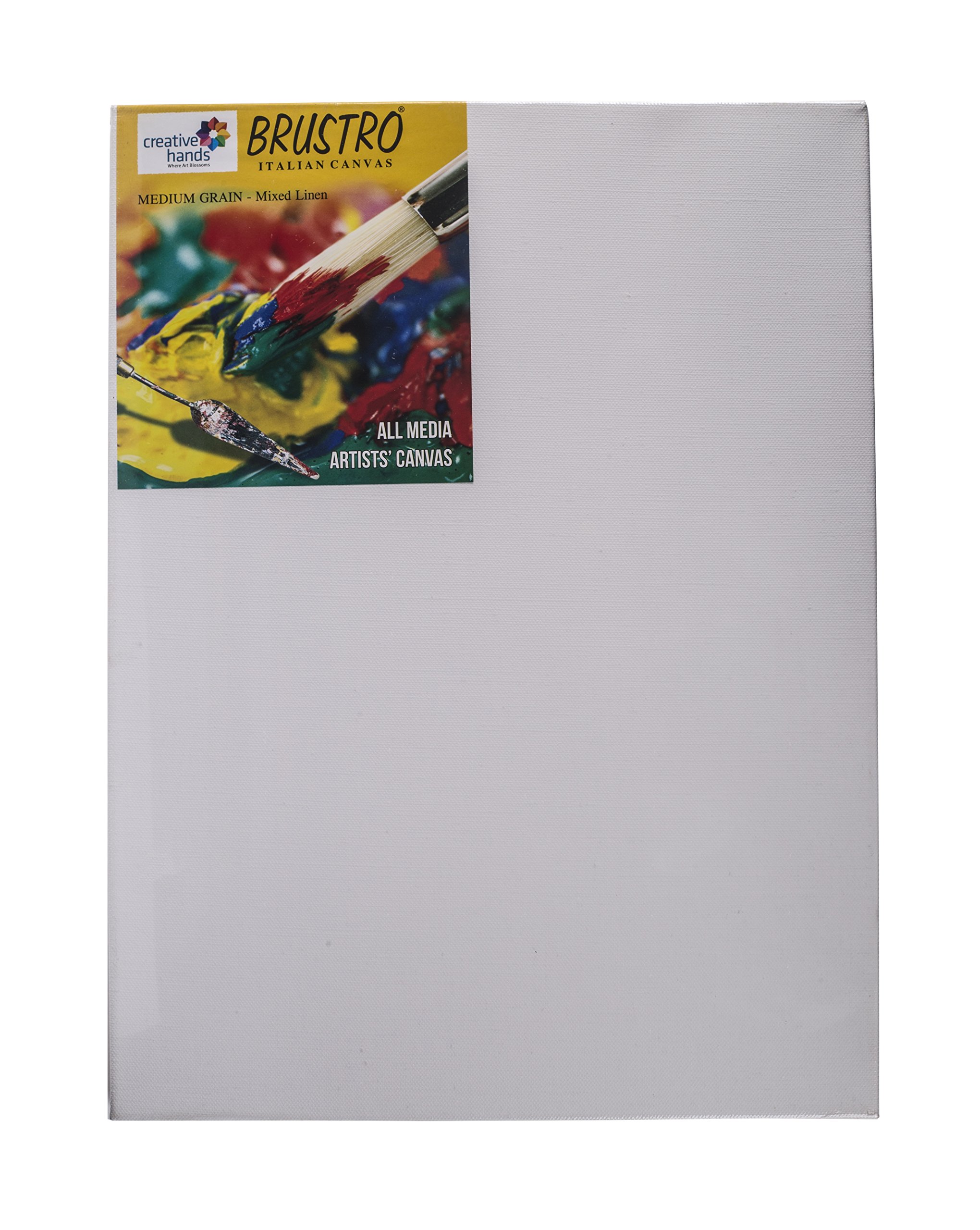 Brustro Artists Stretched Canvas Mixed Linen 12"x16" | Medium Grain, Oil Painting, Strudy, Zero Percolation, Acrylic, Ideal for Fine Art Students, Professionals.