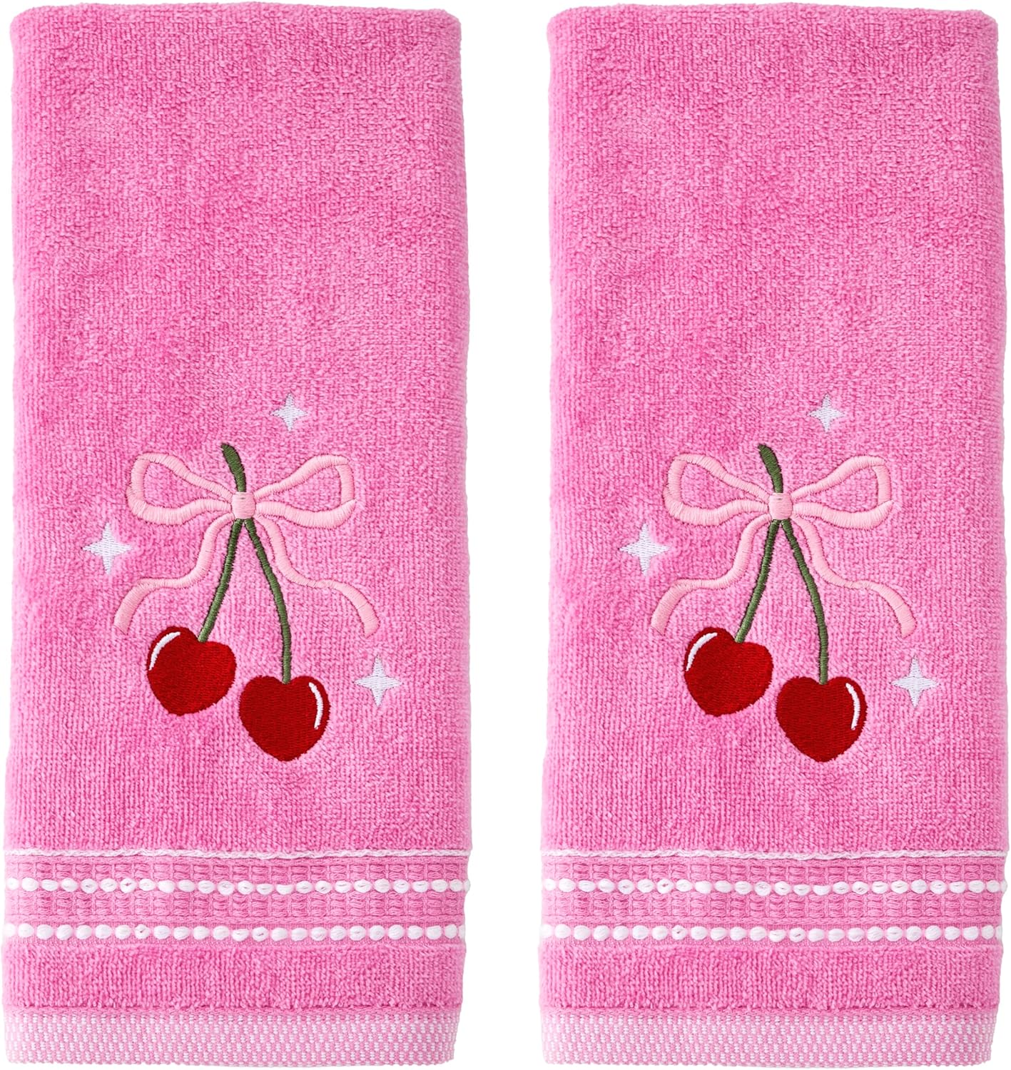 SKL Home Bow Jacquard 100% Cotton Premium Bath Towel, 500 GSM, Reversible, Soft & Absorbent, Decorative/Everyday Christmas/Winter/Valentine's Day, Red/Pink