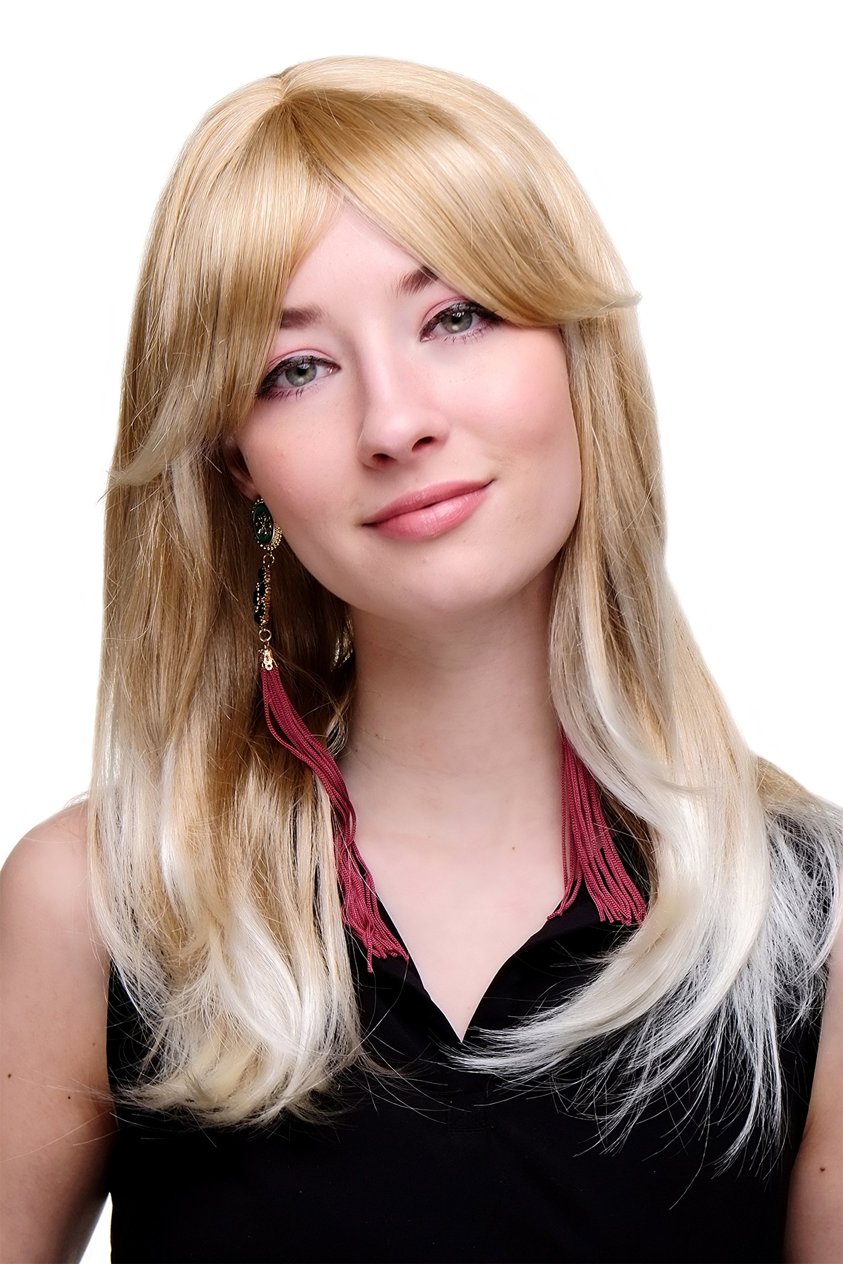 WIG ME UP Perücke 27T613 – Blond, Lockig, Mit Pony & Kopfhautimitat