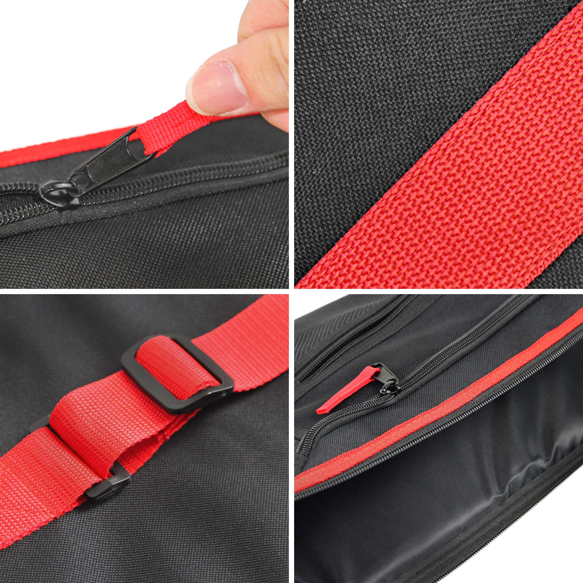 GUGULUZA Custodia Morbida per Carabina, Imbottitura Borsa da Trasporto di Fucile con Tracolla, Nero-Rosso 125cm