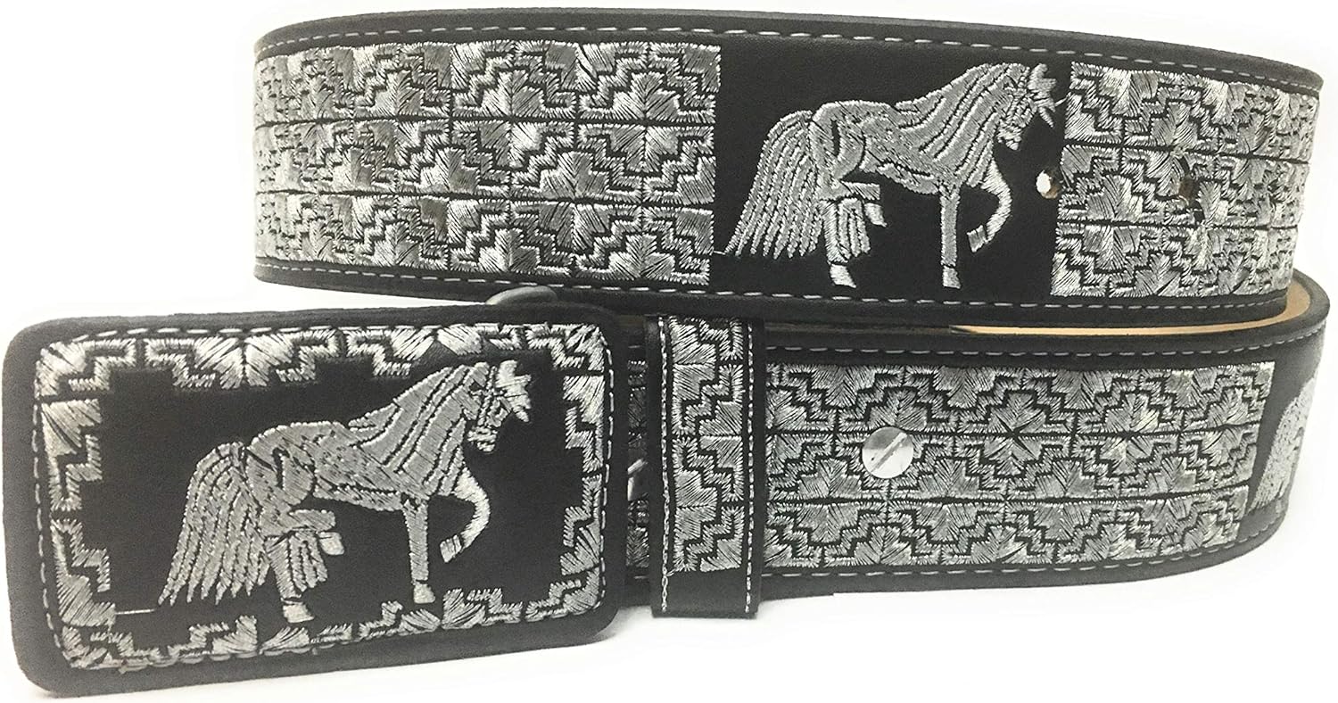 CINTO CHARRO BORDADO. WESTERN BELT. VAQUERO PITIADO (44)