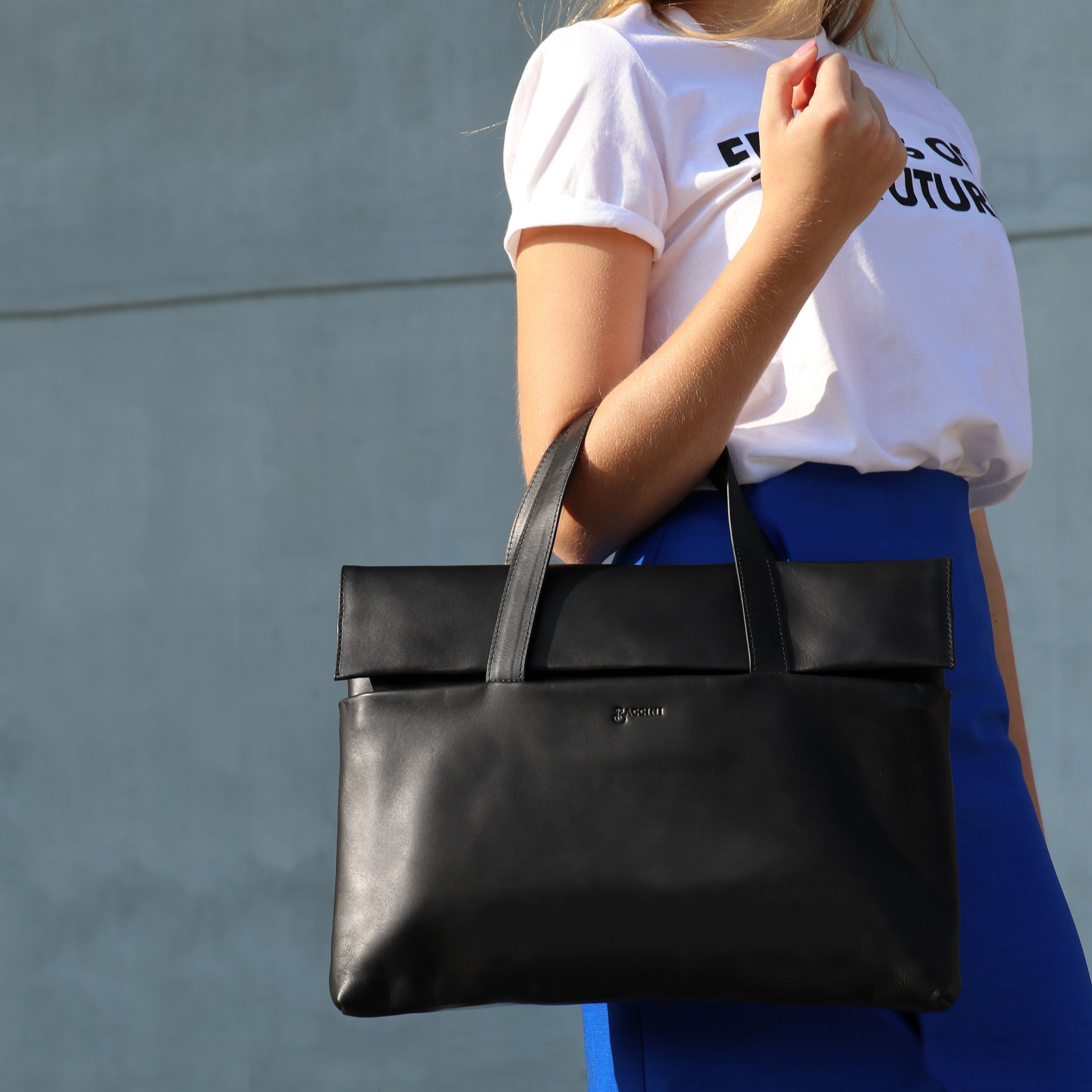 BACCINI Bolso para portátil Cuero I Funda Notebook 15,6" con Compartimento Acolchado para el portátil I Maletín para Laptop, Bolso Notebook Vito Negro Hecho a Mano