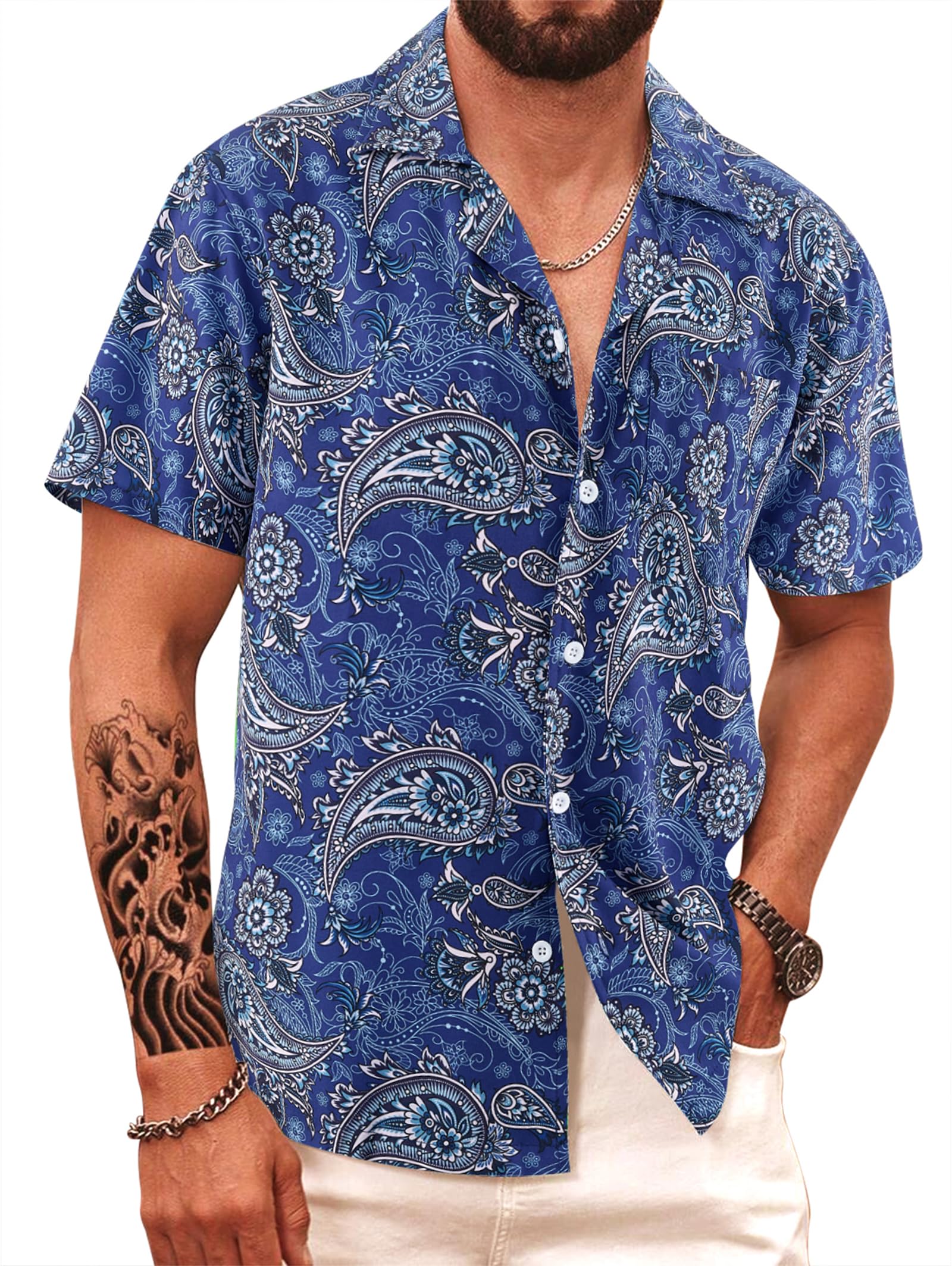 APTRO Herren Hawaiihemd Kurzarm Freizeit Urlaub Reise Shirt Sommer