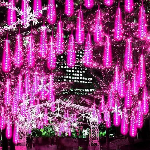 Vista 48 de JJGoo Luces de Navidad, luces de lluvia de meteoritos, 10 tubos de 12 pulgadas, 240 LED, luz de carámbano, luz de lluvia para exteriores