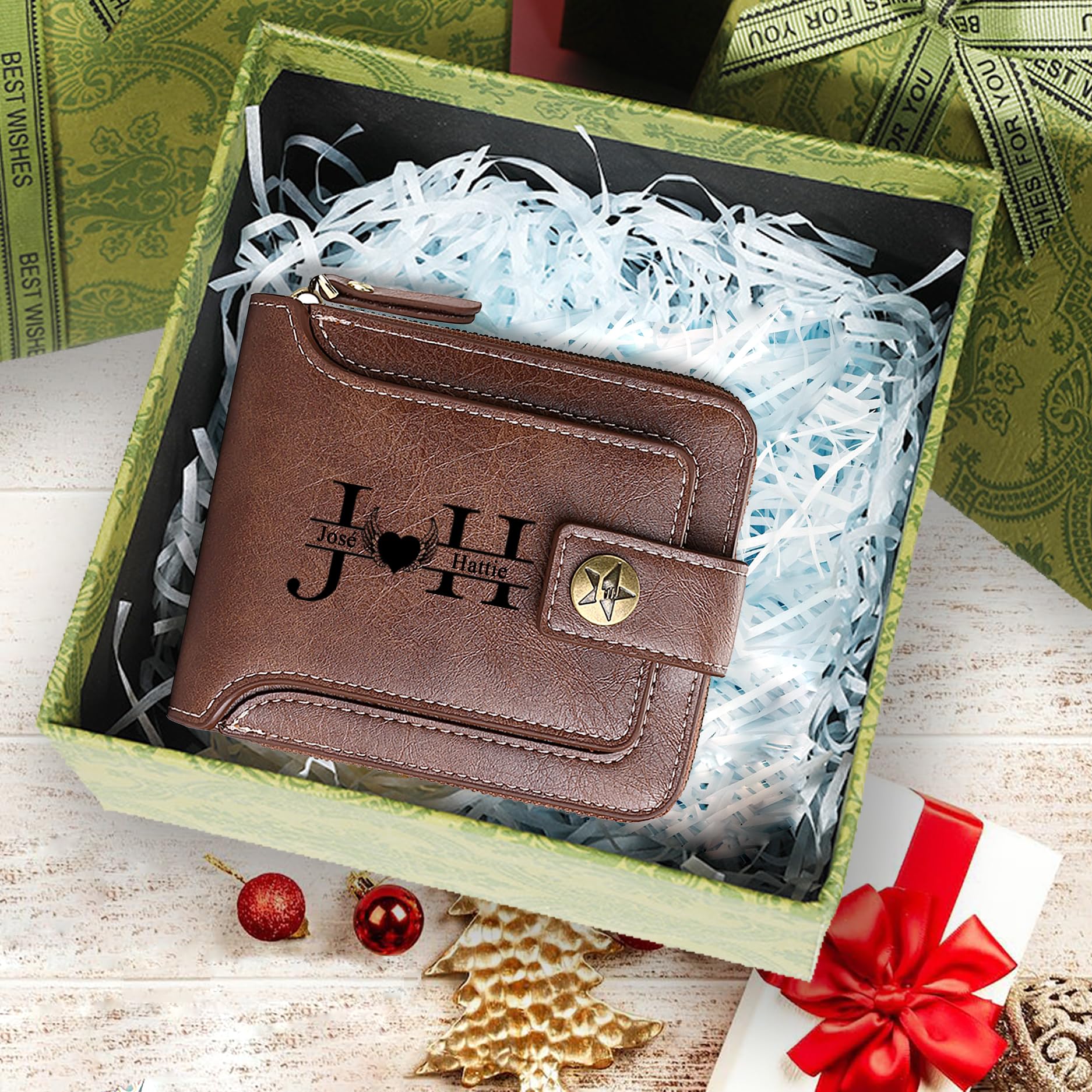 Portafogli personalizzati per uomo Portafoglio inciso personalizzato Regali di compleanno personalizzati per marito, fidanzato, papà, figlio, idee regalo personalizzate per la festa del papà,