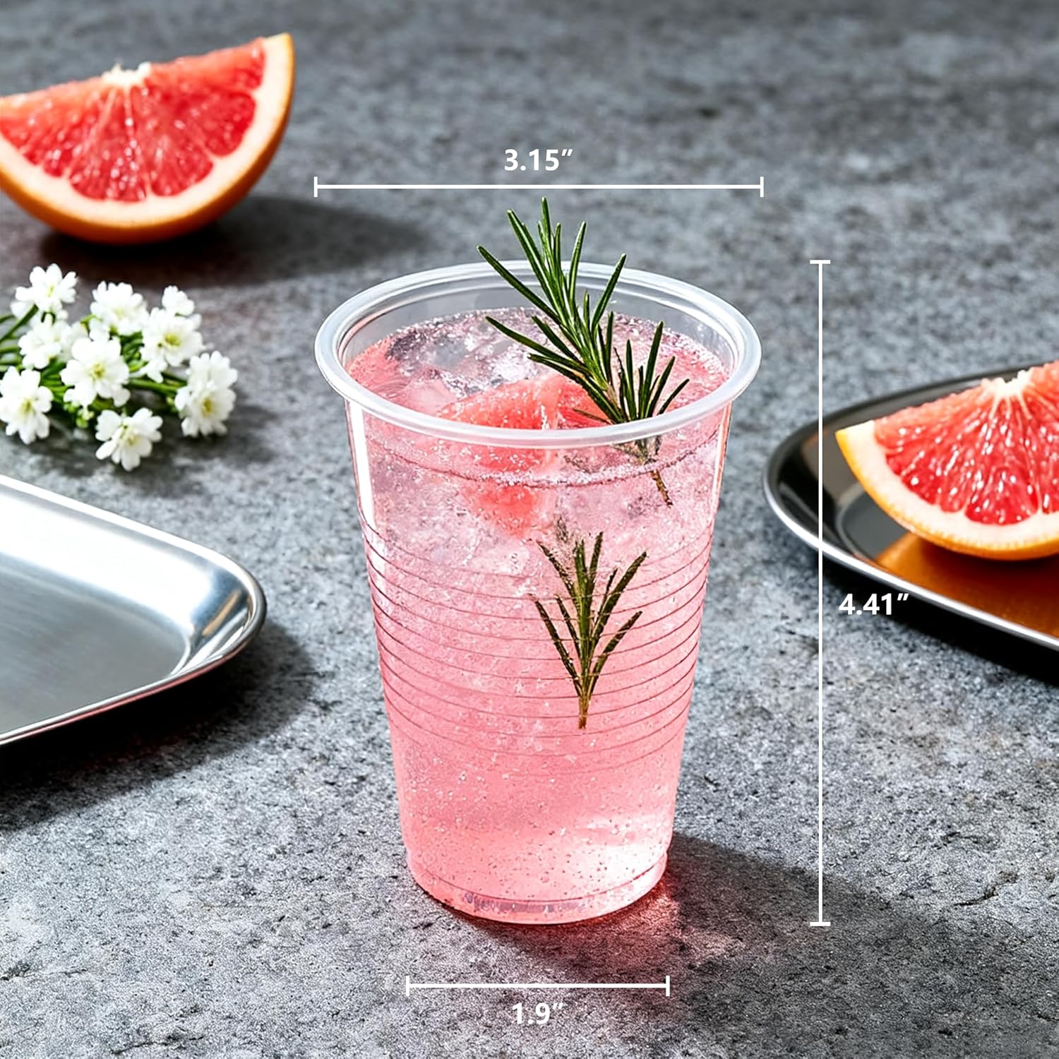 200 pack 12 oz clear plastic cups - Disposable cold drink party cups, Drinking cups for Birthday, Picnic, Travel, Christmas, Wedding and More - Image 2