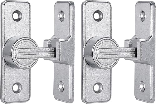 Miniatura 6 de Paquete de 2 cierres plateados de 90 grados para puerta de granero, cerraduras de puerta corredera pesada, cerradura de puerta corredera de