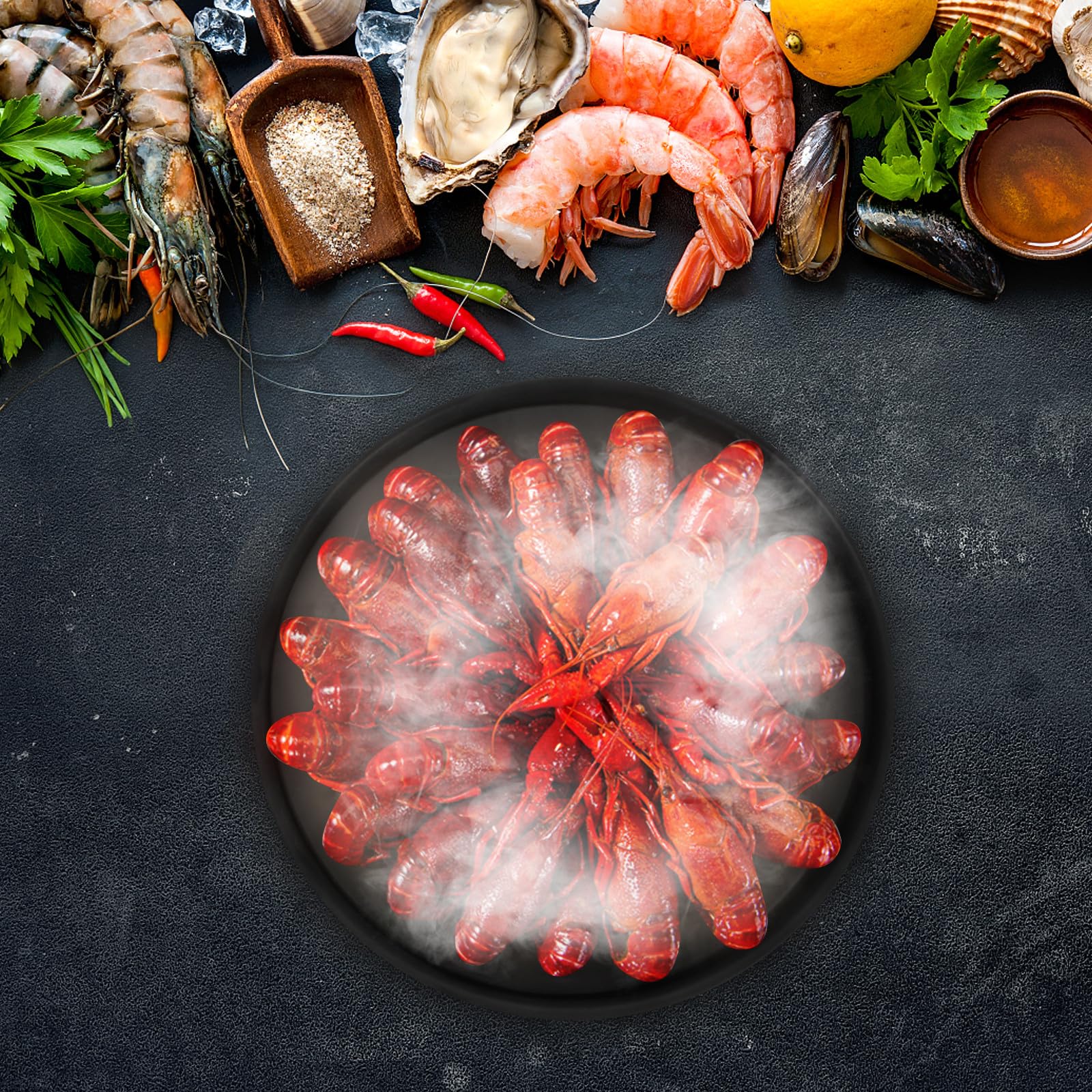 Mobestech Piatto Decorativo per Sushi in Materiale Nero, Vassoio Refrigerante per Sashimi e Prodotti Ittici, per Ristorante e Conservazione Alimentare