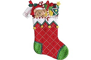 Bucilla Felt Stocking Applique Kit 18" Long: Holiday Teddy