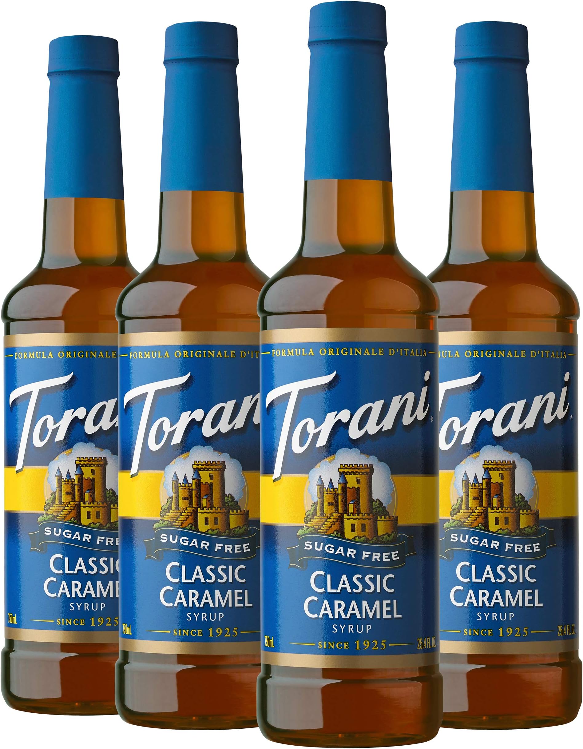Torani Sugar Free Syrup, Classic Caramel, 25.4 Oz, Pack of 4
