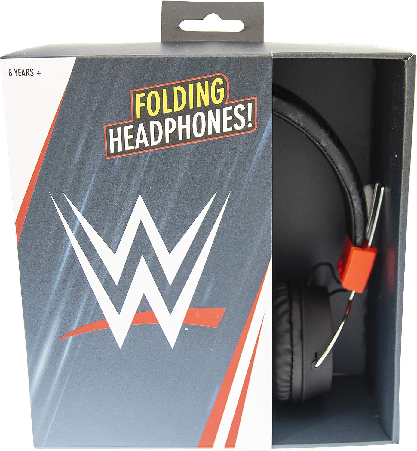 OTL Technologies TWEEN WWE Wrestling dziecięce słuchawki z logo retro składane wyściełane zauszniki kolorowe komiks dla chłopców i dziewcząt czarne czerwone