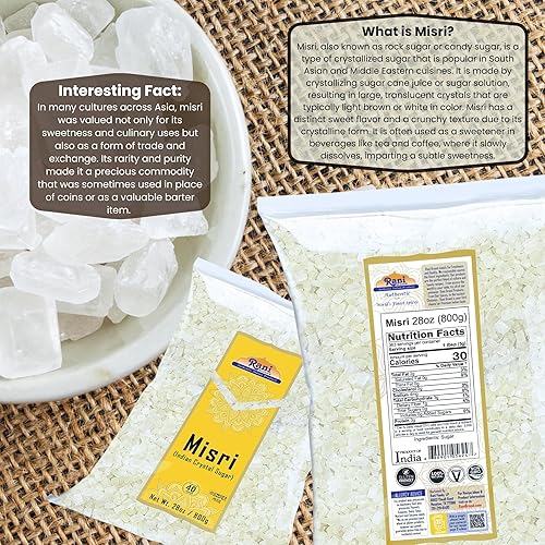 Miniatura 36 de Rani Misri (cristales de azúcar indios) 7 oz (200 g) ~ Todo natural Apto para gluten Sin colores Vegano Kosher Origen indio