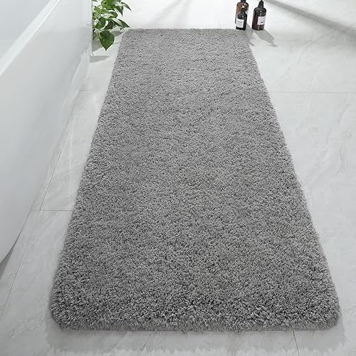 AROGAN Tapete de baño de 24 x 60 pulgadas de largo, lujoso, grueso, suave y absorbente, de microfibra antideslizante, respaldo de goma, alfombras de AROGAN Tapete de baño de 24 x 60 pulgadas de largo, lujoso, grueso, suave y absorbente, de microfibra antideslizante, respaldo de goma, alfombras de