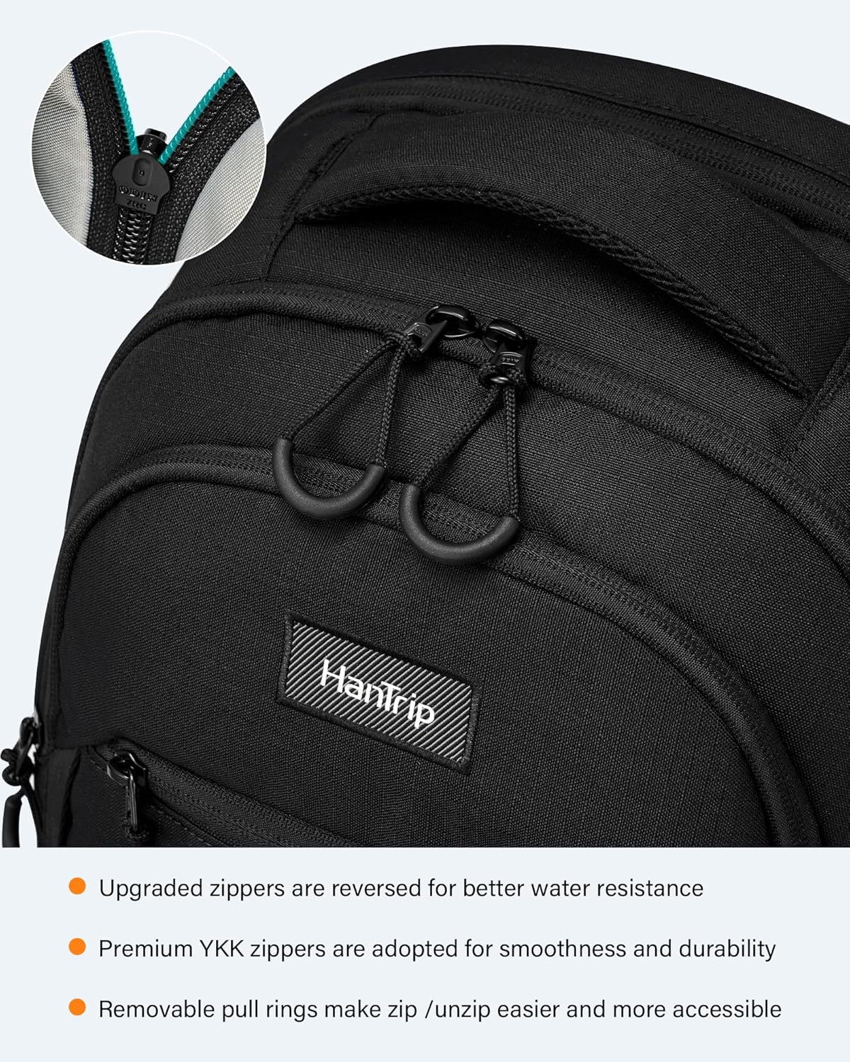 Travel Laptop Backpack for Women Men, 18 Inch Large Work Backpack for Commuter College School Book Bags, Water Resistant Backpack with Luggage Strap Water Bottle Pocket Chest Strap, Black - Image 9