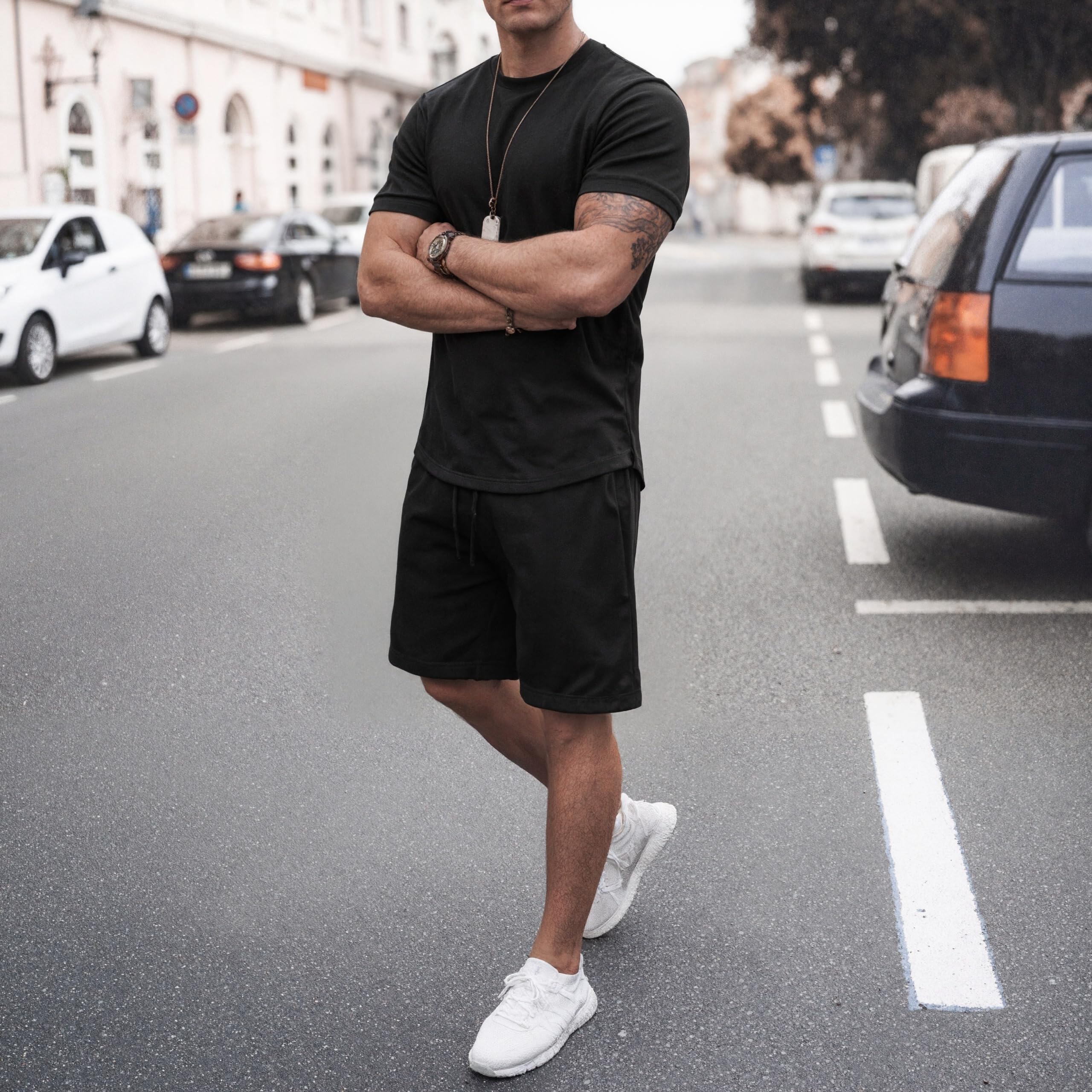 Conjunto corto de 2 piezas para hombre, conjunto de camisa polo y pantalones cortos, conjunto de chándal de manga corta y pantalones cortos para hombre - 5