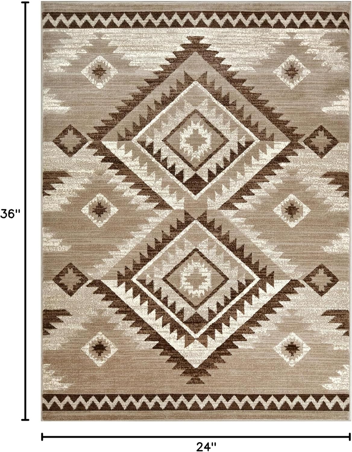 YHSF South West Native American Rug Ritz – Native Tribal American Indian Inspired Rug - Living Room, Bedroom, Hallway, Entryway & High-Traffic Area Rugs - Washable - Soft - Mocha, 2 Feet x 3 Feet