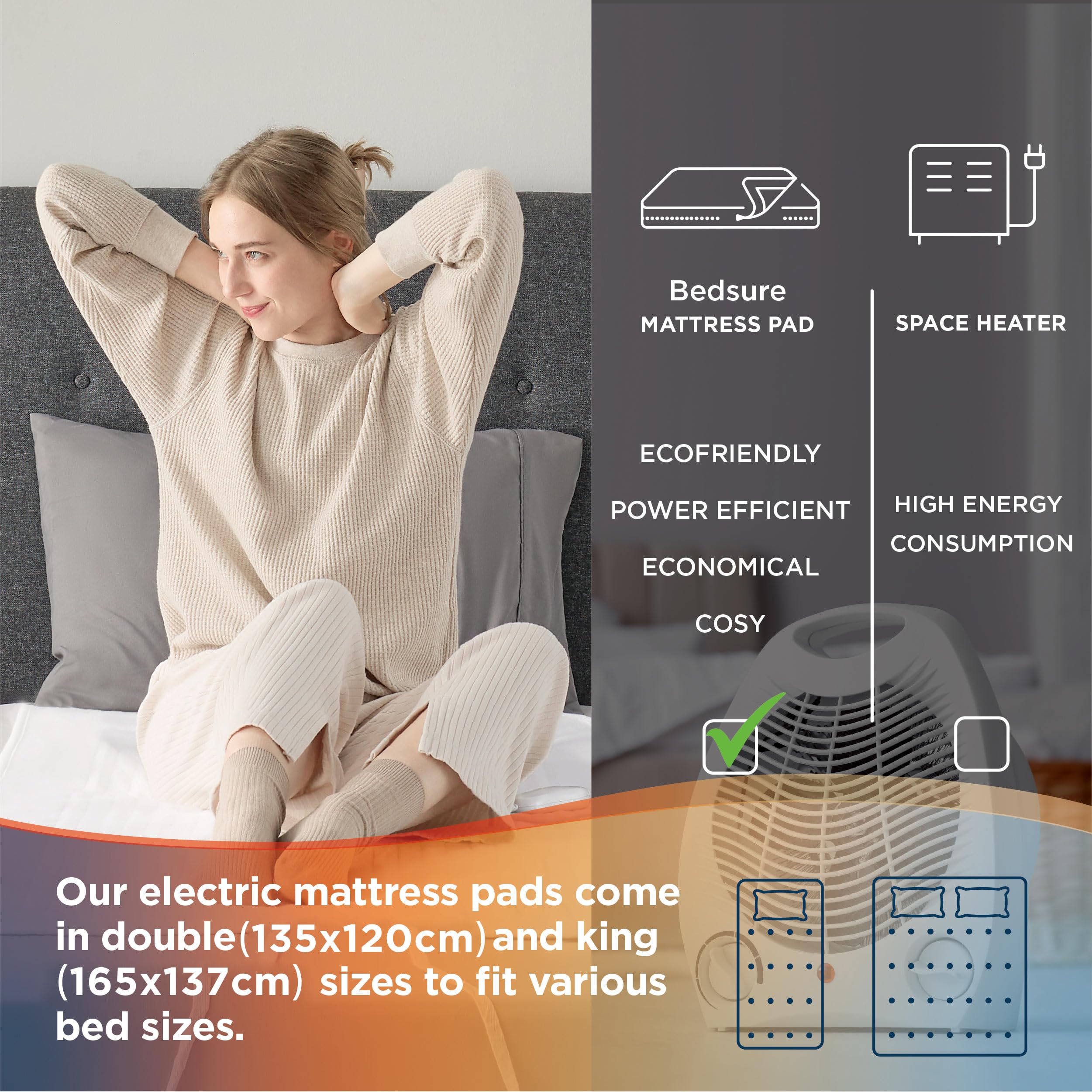 Bedsure Electric Blanket Double - Heated Electric Underblanket, Bed Warmer  with 4 Heating Levels, Washable Electric Heated Mattress Pad, 135x120cm :  Amazon.co.uk: Health u0026 Personal Care