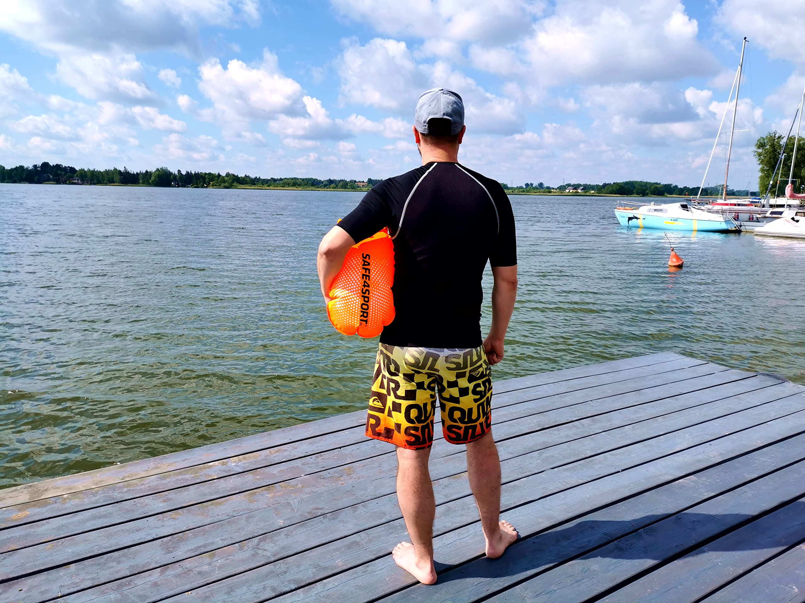 SAFE4SPORT PerfectSwimmer+ - bojka dmuchana do pływania - boja asekuracyjna z kieszenią na rzeczy