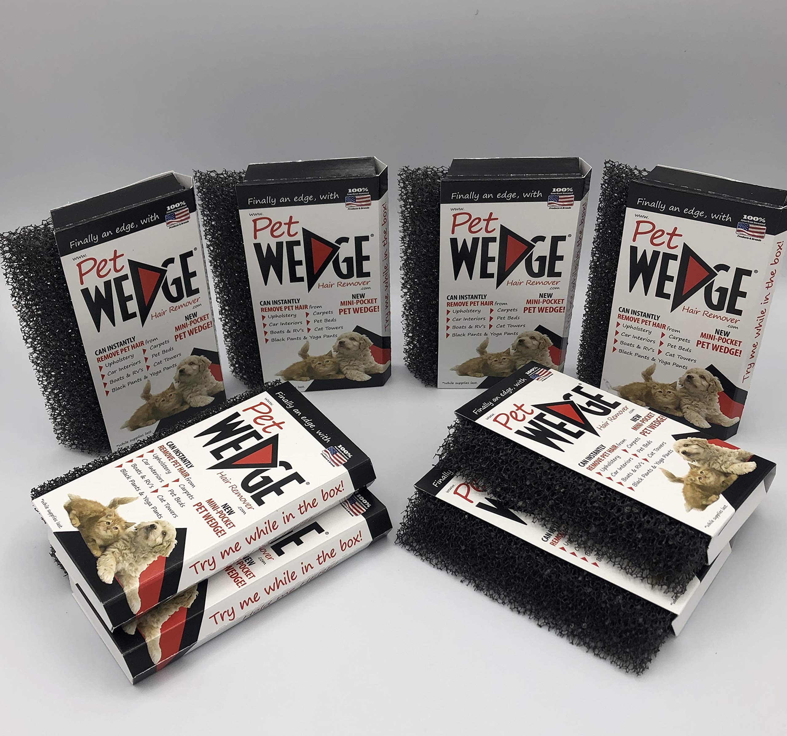Mini-Pocket Pet Wedge - Removedor de pelo de mascotas, paquete de 8 unidades