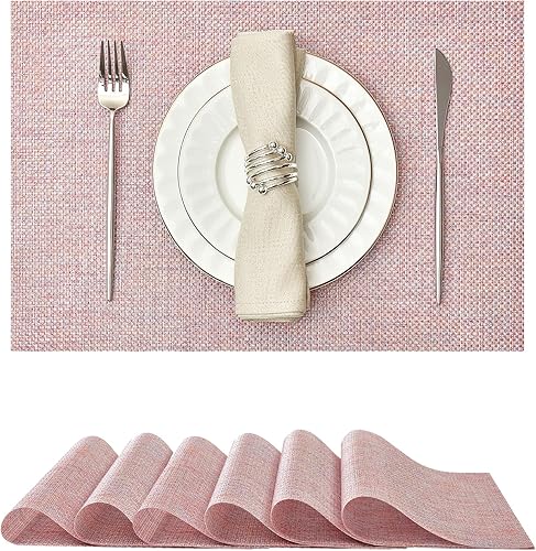 Miniatura 38 de Leetaltree juego de 6 manteles individuales de lentejuelas doradas de lujo - impermeables y lavables para boda, aniversario, uso diario - decoración