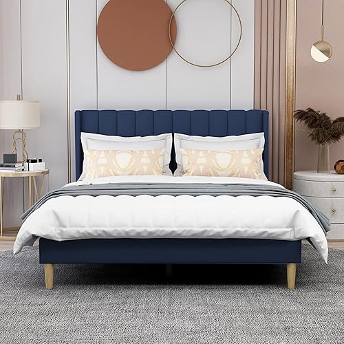 Miniatura 50 de AGARTT Base de cama tapizada tamaño individual con cabecero y estribo, soporte de listones de madera, no necesita somier, fácil montaje, terciopelo