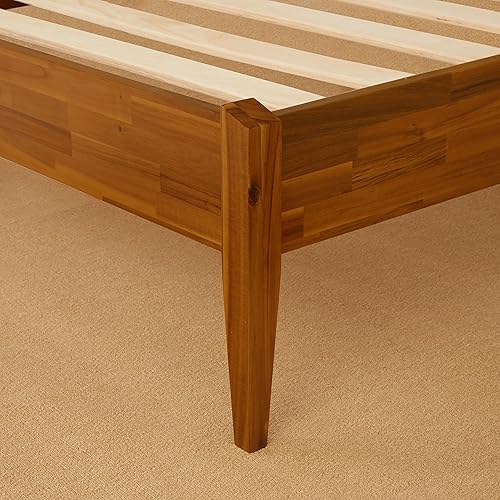 Miniatura 6 de Bme Dinkee - Base de cama de tamaño matrimonial sin cabecera, 15 pulgadas, minimalista y moderna, madera de acacia, 12 listones de madera para