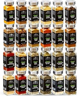The Spice Lab Ultimate Organic Spices and Seasonings Set - 24 French Jars Starter Spice Kit for Cooking, Grilling & BBQ - Variety Pack with Unique Glass Jars - Gourmet Seasoning Gift Set for All Chefs