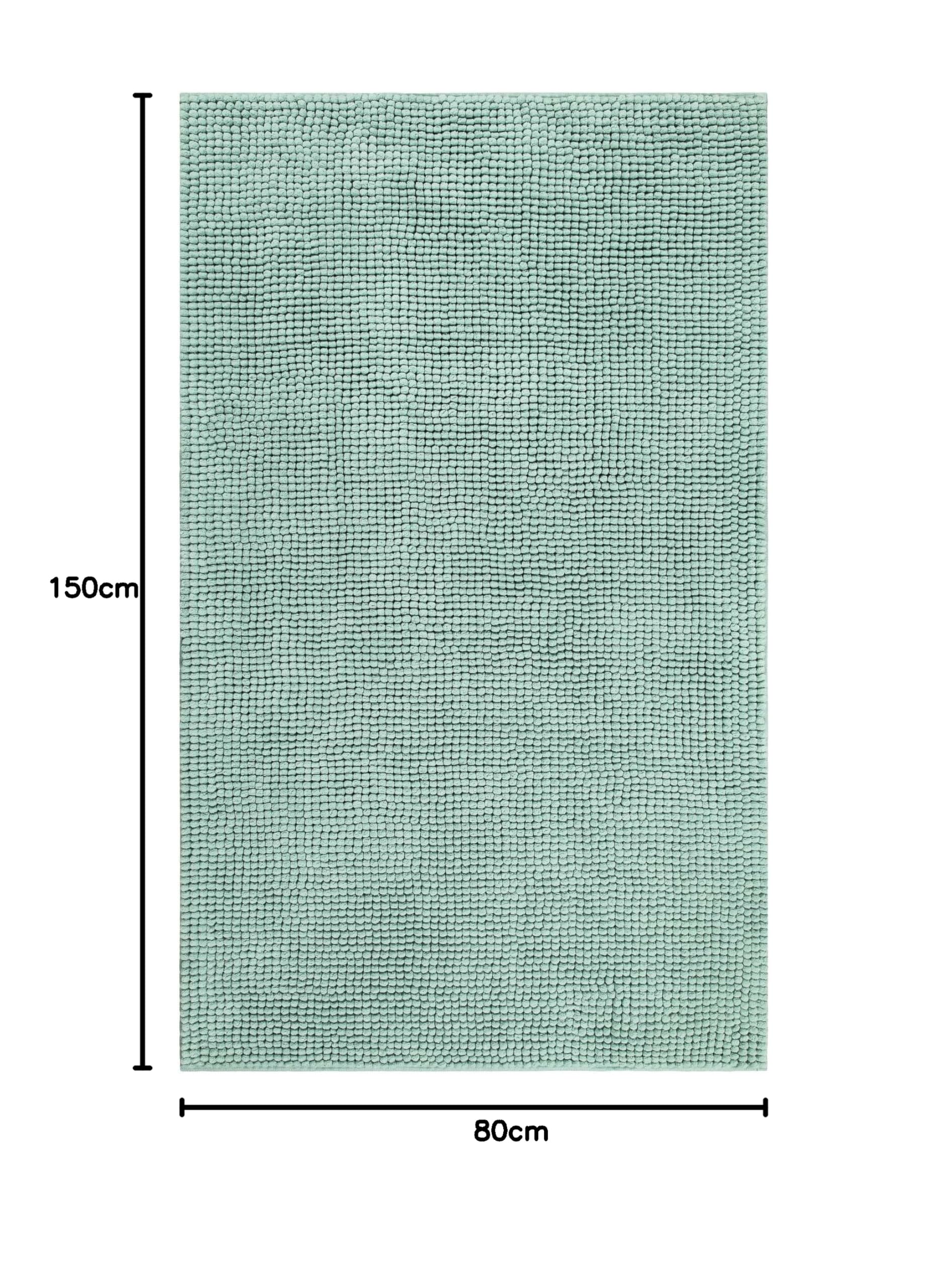 Wecon Home Balu getufteter Badteppich, 80 x 150 cm, Mint grün | moderner Chenille Badteppich, rutschfest, Waschbar, Saugfähig, Stilvoll für jedes Badezimmer