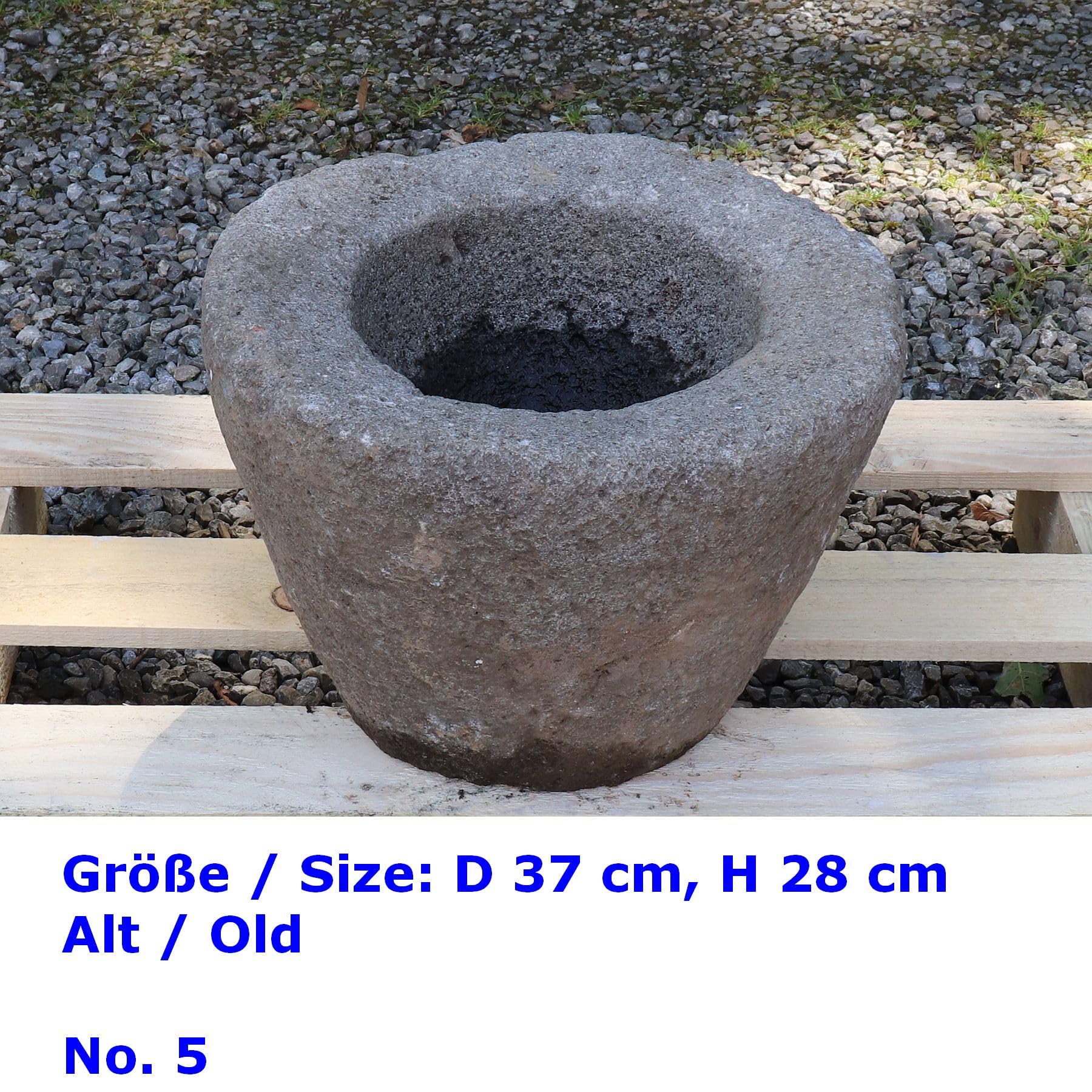 STONE art & more Antiker Steintrog, Mörser, Lumpang, D ca. 40cm, Naturstein, frostfest