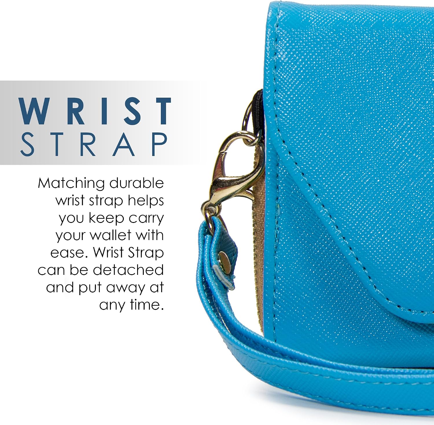 Kroo Clutch Wallet with Wristlet and Crossbody Strap for Smartphones or Phablets up to 5.7 Inch - Carrying Case - Frustration-Free Packaging - Light Blue and Brown
