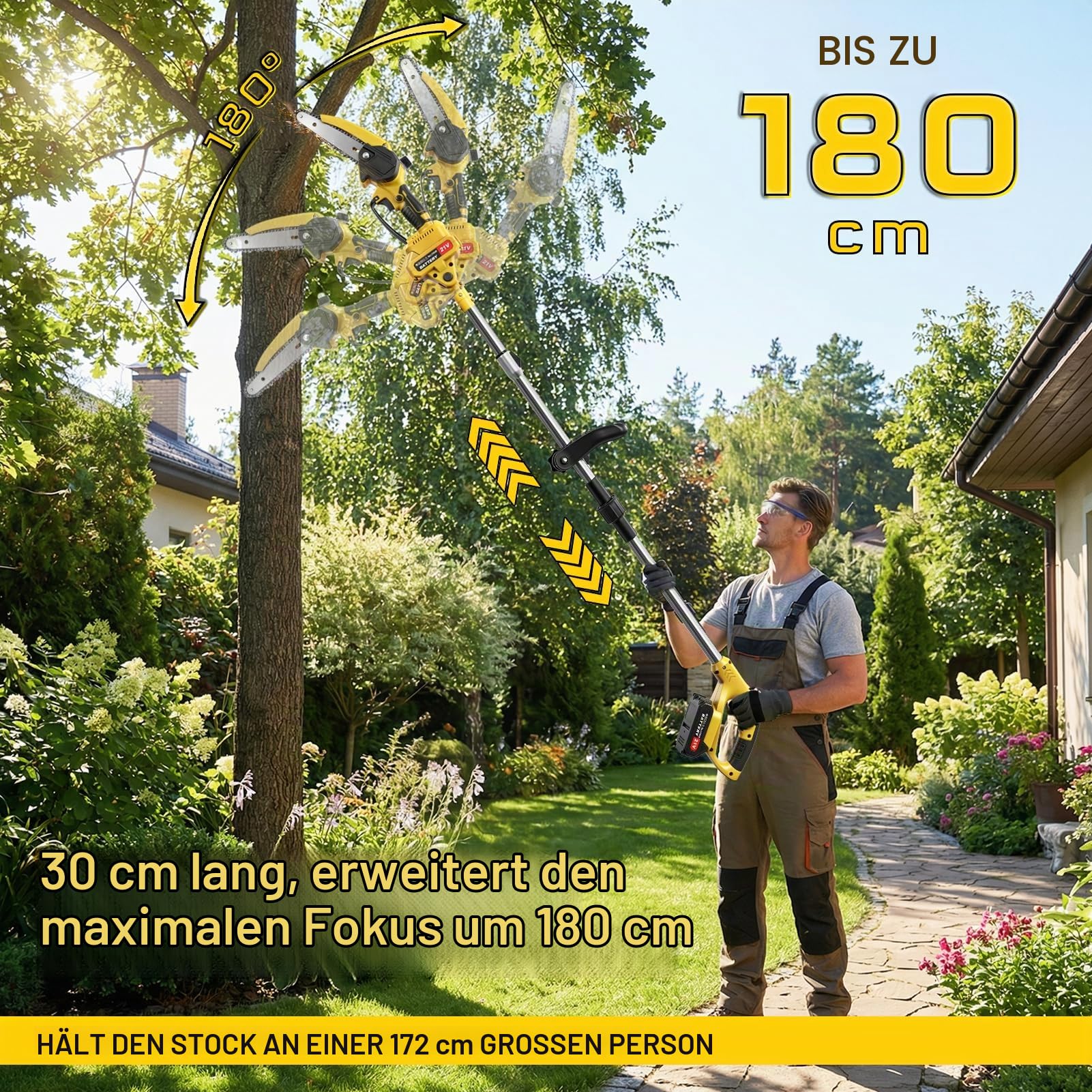 21V Akku Teleskop Hochentaster, 6 Zoll Hochentaster Akku Elektrisch