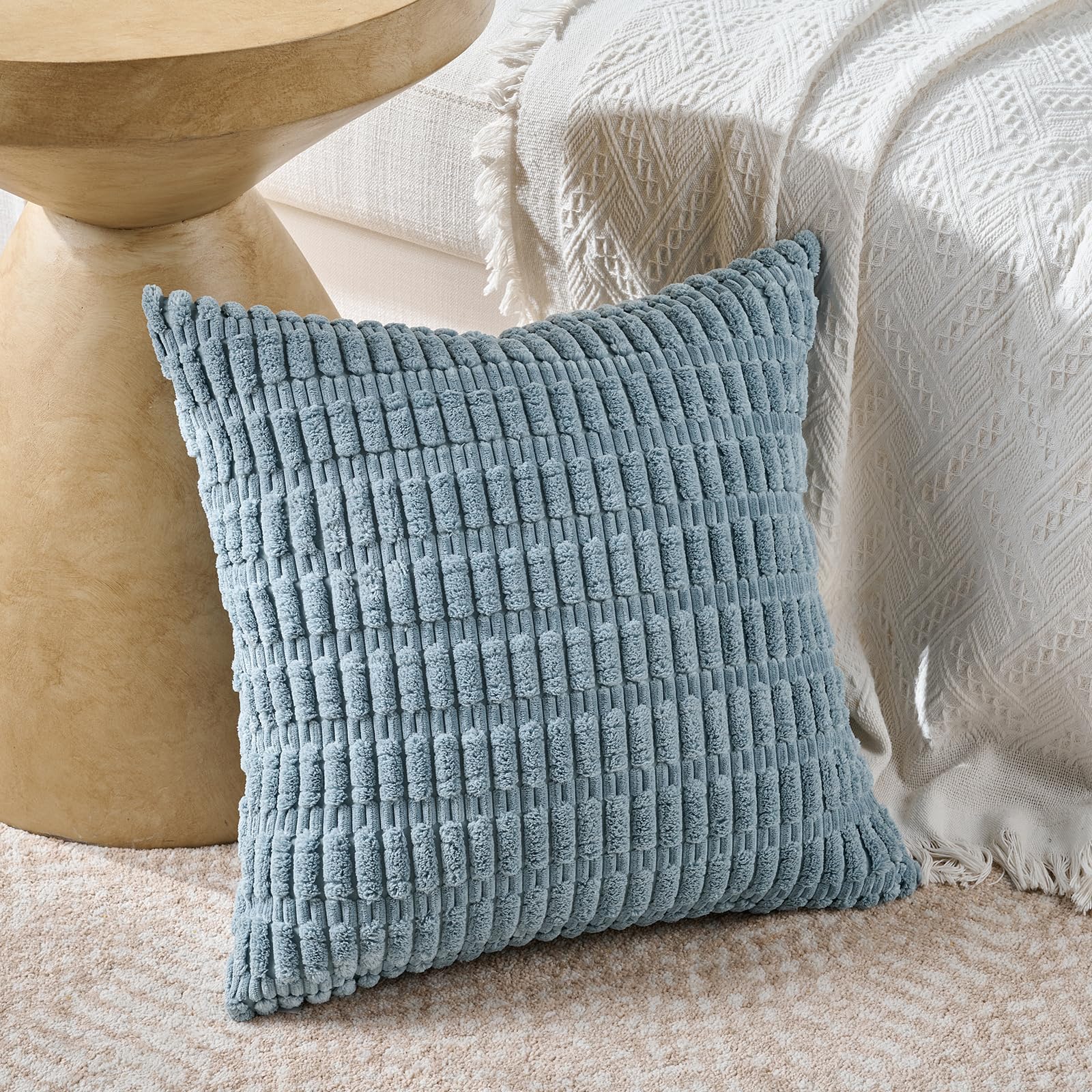 Set di 4 Boho Federe de Cuscini per Divano 65x65 Serie rosa in Velluto a Coste Morbido Decorativa Decorazioni per la casa, soggiorno, camera da letto e divani.