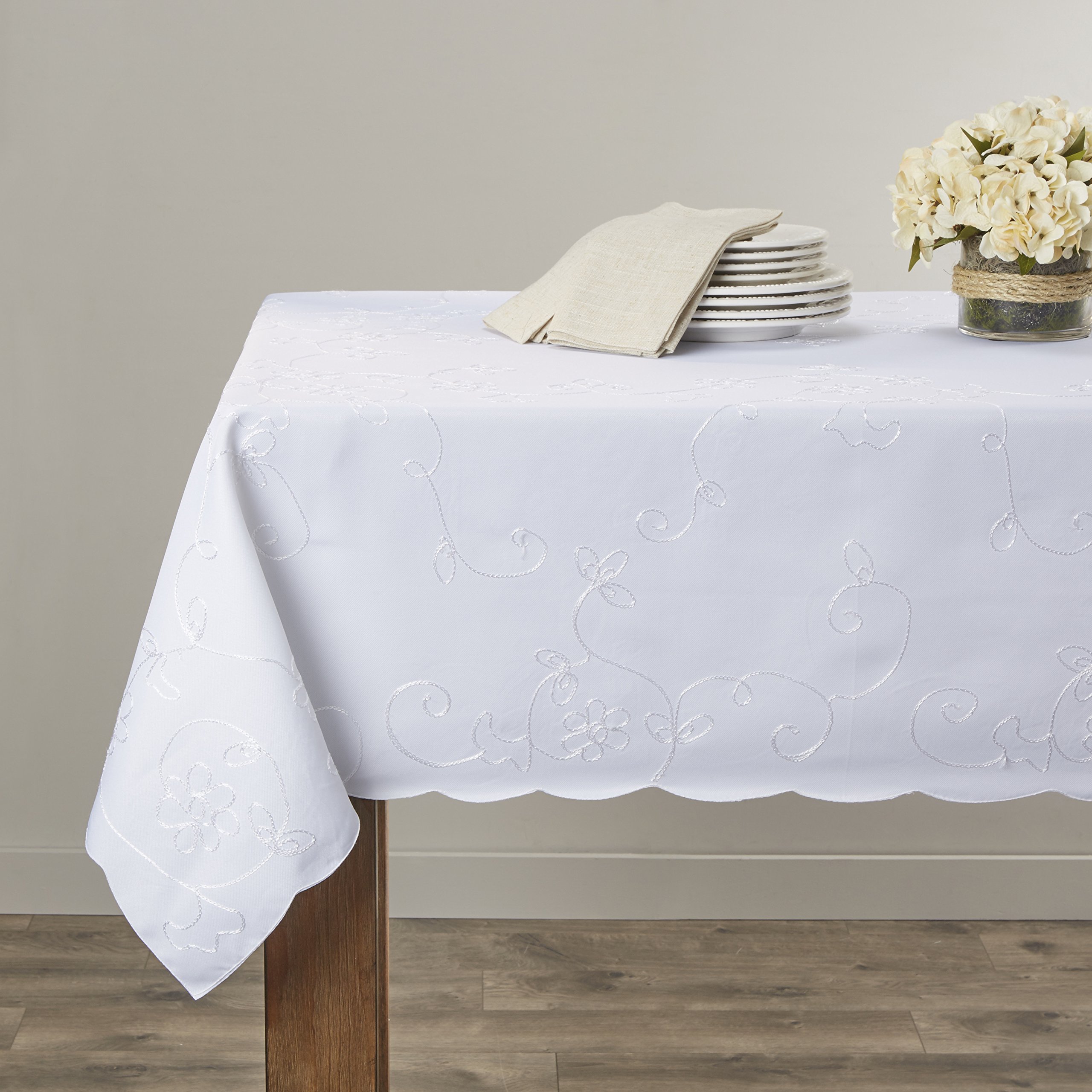 Violet Linen Tovaglia Ovale/Rettangolare Bianca - 72 X 120 Pollici (183 X 305 Cm Circa) - Eleganza Classica - 2