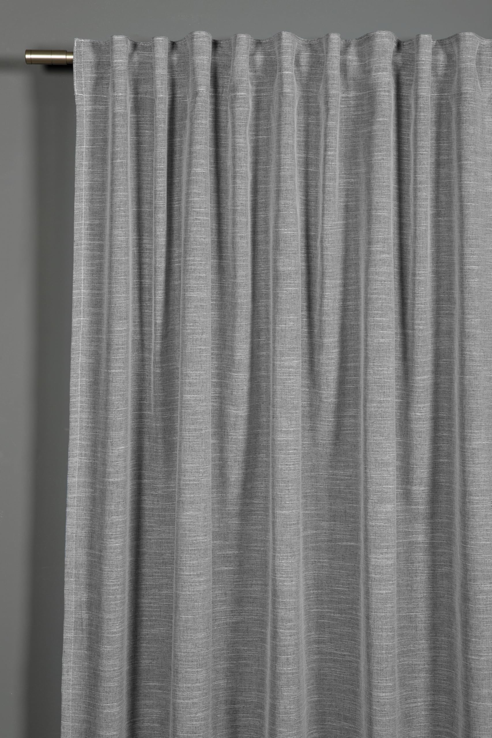 Sehlbach Fertiggardine mit Gardinenband, Leinenoptik, grau, 140 x 245 cm