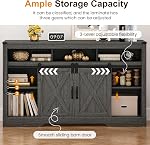 RoyalCraft TV Stand for 65+ Inch TV: Farmhouse Entertainment Center with Storage, Wood TV Console Cabinets with Sliding Barn Door, Tall Media with Adjustable Shelves for Living Rooms, Gray
