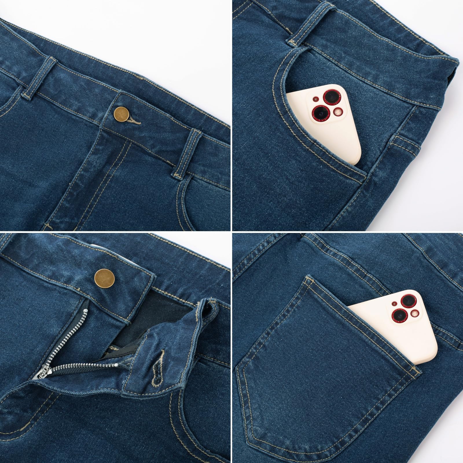 Hanna Nikole Pantalones vaqueros de corte boot-cut para mujer, cintura alta, elásticos, corte bootcut