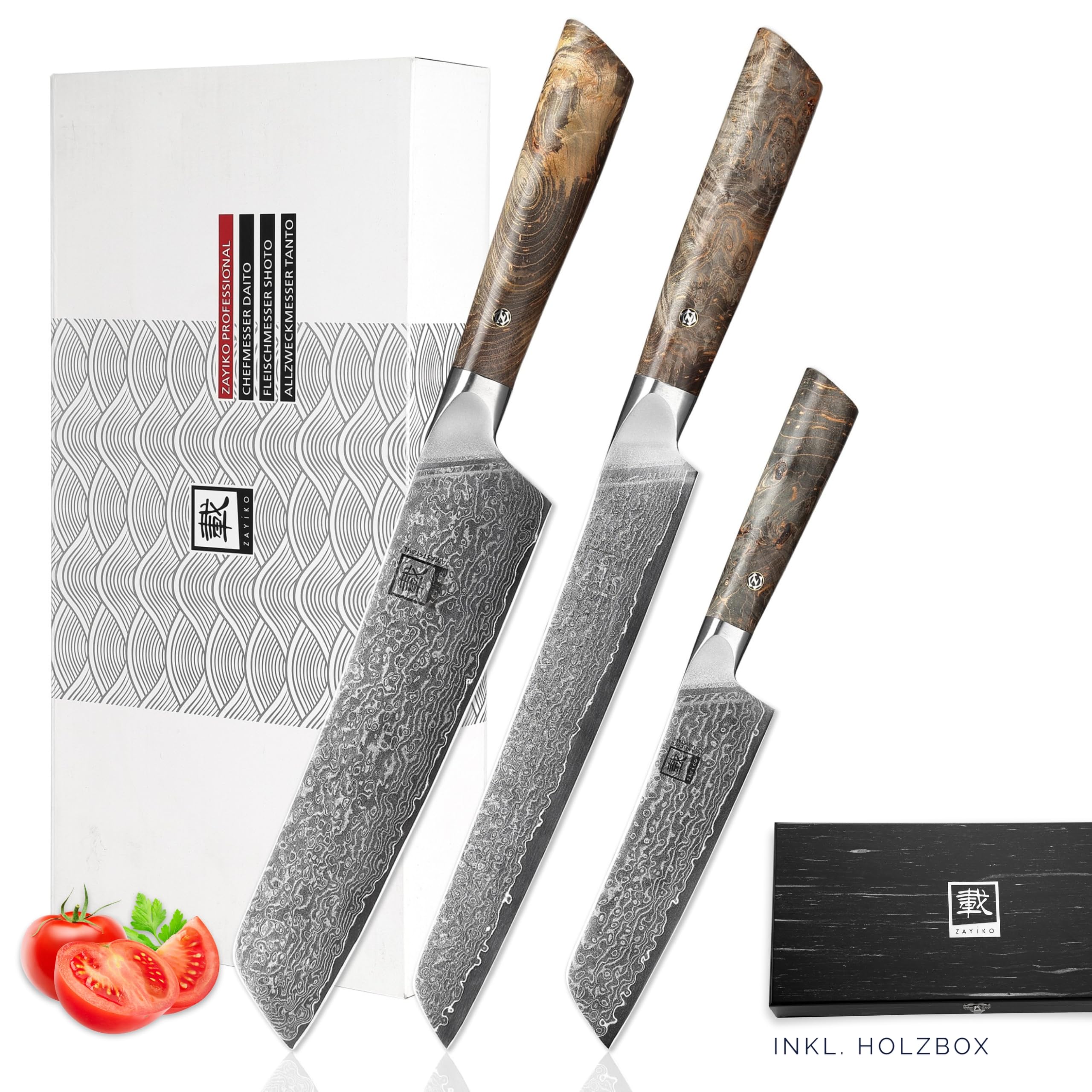 Amazon.com: zayiko Jun Damascus Kitchen Knife Set – 3-Piece Amazon.com: zayiko Jun Damascus Kitchen Knife Set – 3-Piece