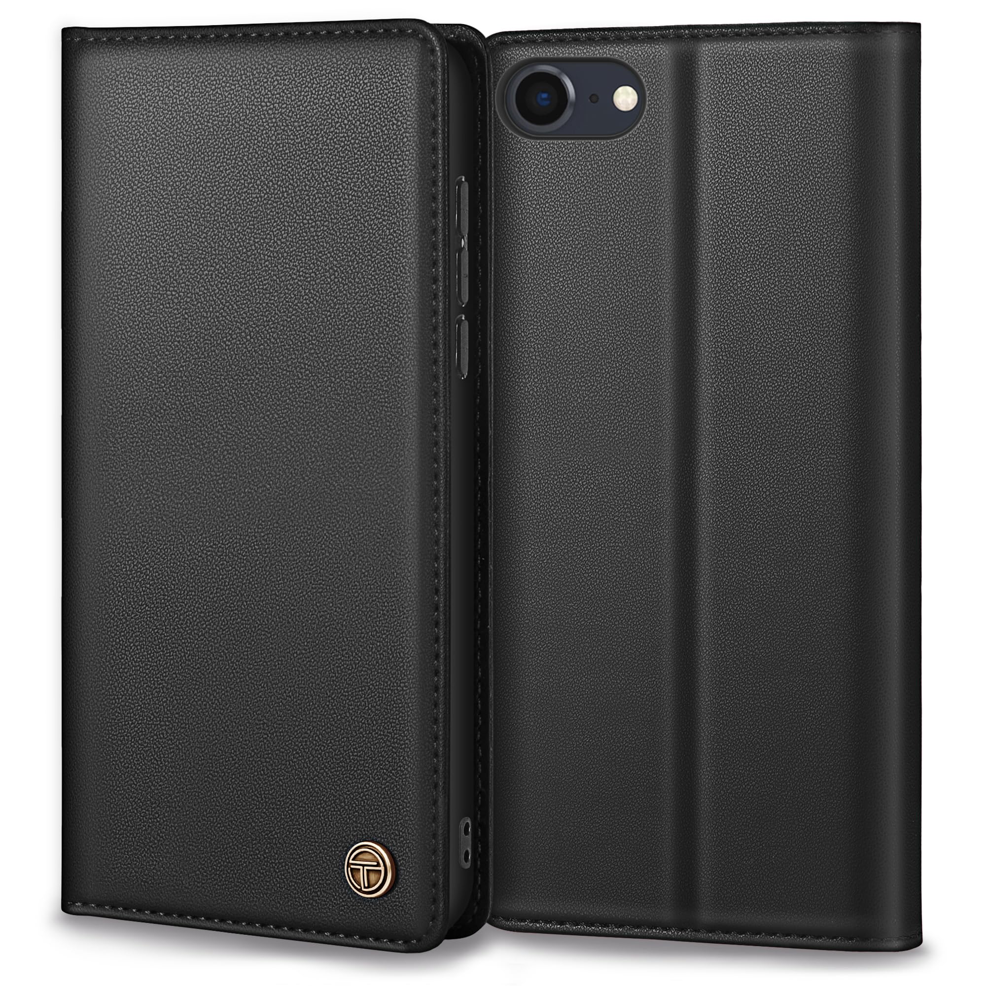 Thorhülle Handyhülle für iPhone SE Hülle, Premium Lederhülle Schutzhülle Tasche für iPhone SE 2022 Hülle Wallet Kartenfach Standfunktion Klappbar Flip Case für iPhone SE/8/7 Handyhülle, Schwarz