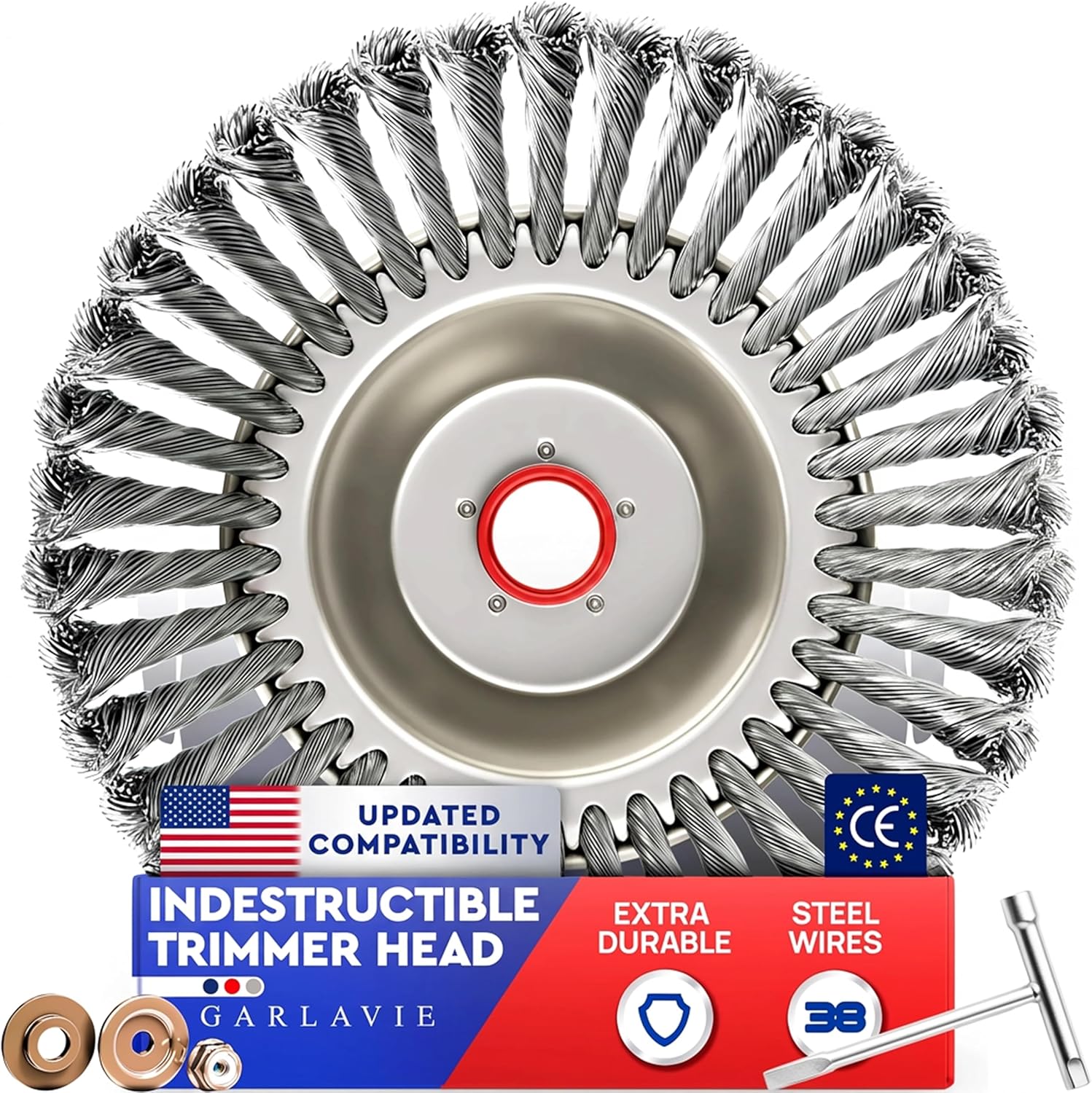 Heavy-Duty Steel Trimmer Head – Universal Fit Wire Brush for Weed & Rust Removal – Compatible with Stihl, Echo, Husqvarna