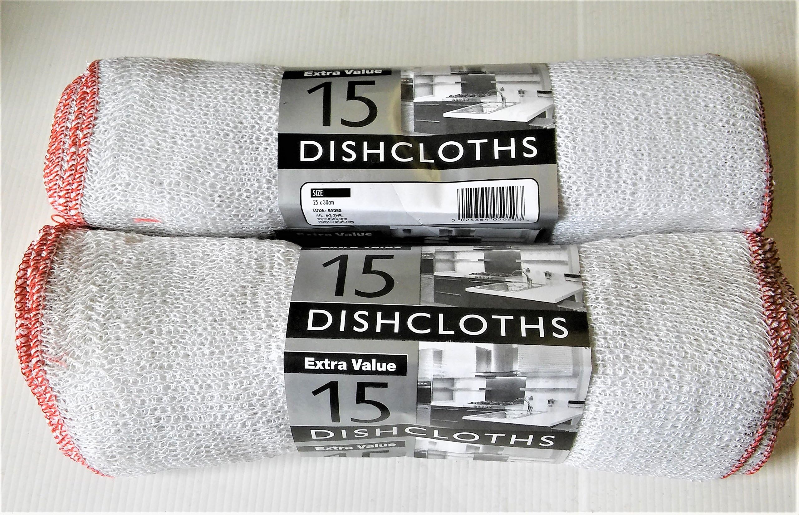 Tidyz 30 Dishcloths medium size white cotton cloths, 10 x 10 x 10 cm