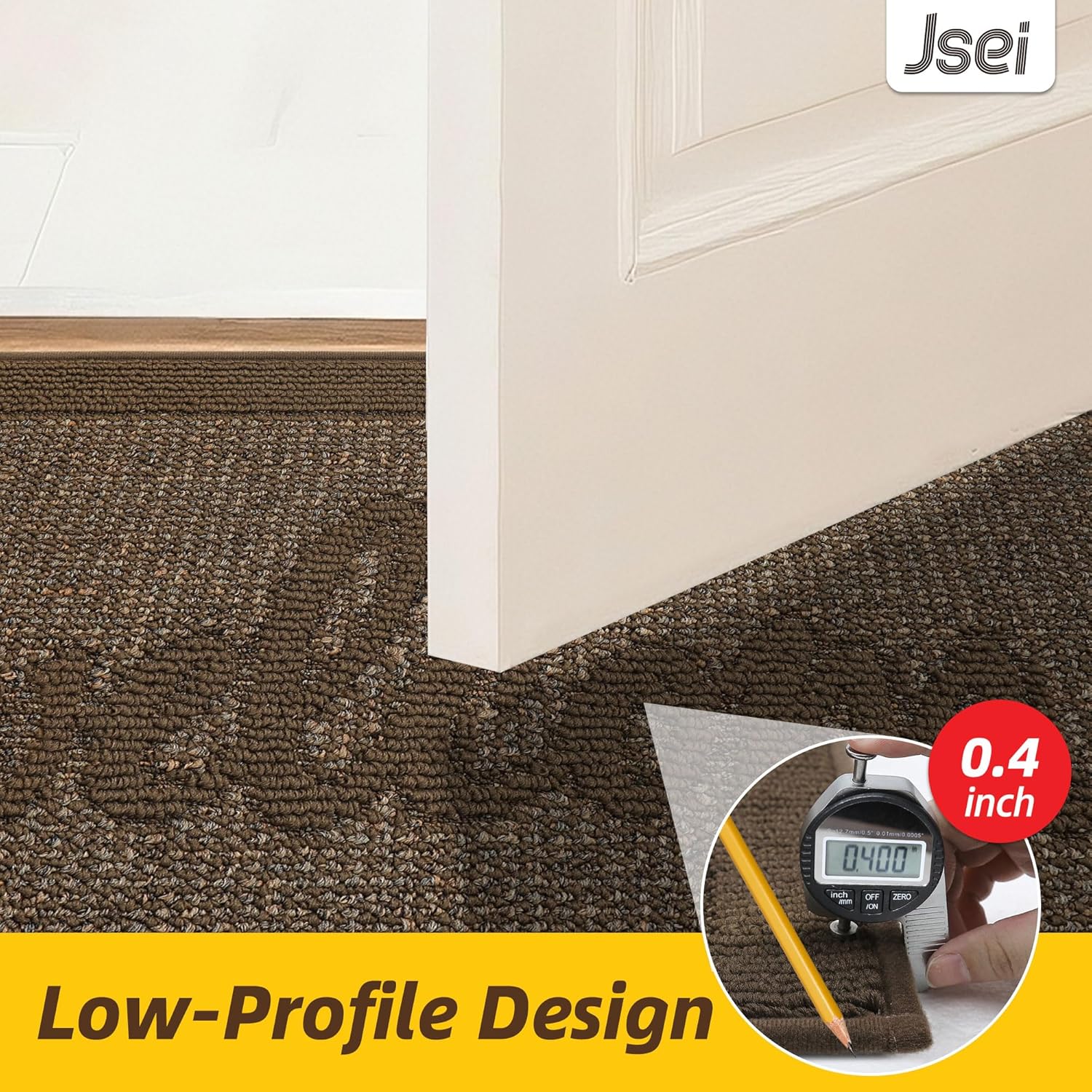 JSEI Door Mat 24"x 36",Absorbent Dirt Welcome Mat,Non-Slip Entryway Rugs Washable Indoor Entrance Mats,Low Profile Floor Mat for Entryway and Front Back Door,Brown