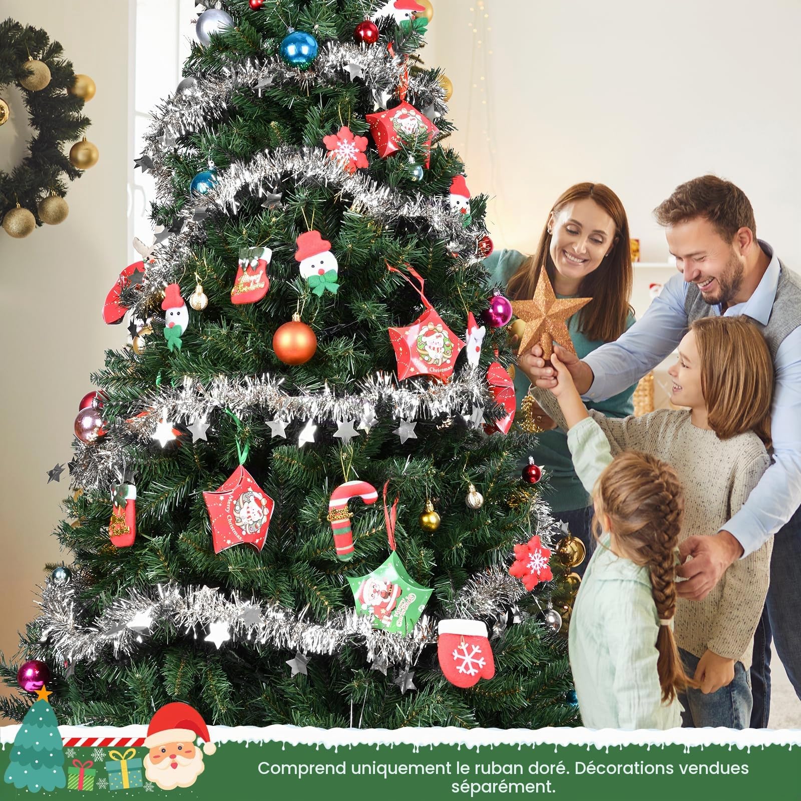 YEAUPE PRO Sapin de Noël Artificiel 180cm en PVC, 800 Branches, Montage 3 Sections, Gain de Place, Pied Métallique Stable (Ø 105 cm)