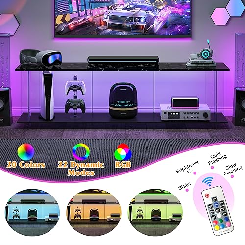 Miniatura 3 de DMIDYLL Moderno soporte de TV LED con luces LED para TV de 55657075+ pulgadas, centro de entretenimiento para juegos con almacenamiento, consola de