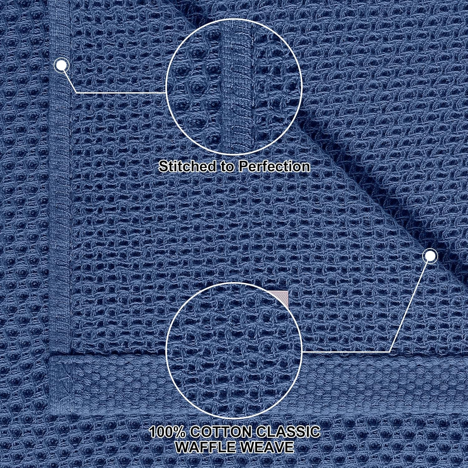 Homaxy 100% Cotton Kitchen Towels and Dishcloths Set, 12 x 12 Inches and 13 x 28 Inches, Set of 8 Bulk Kitchen Towels Set, Ultra Soft Absorbent Dish Cloths for Washing Dishes, Navy Blue - Image 2