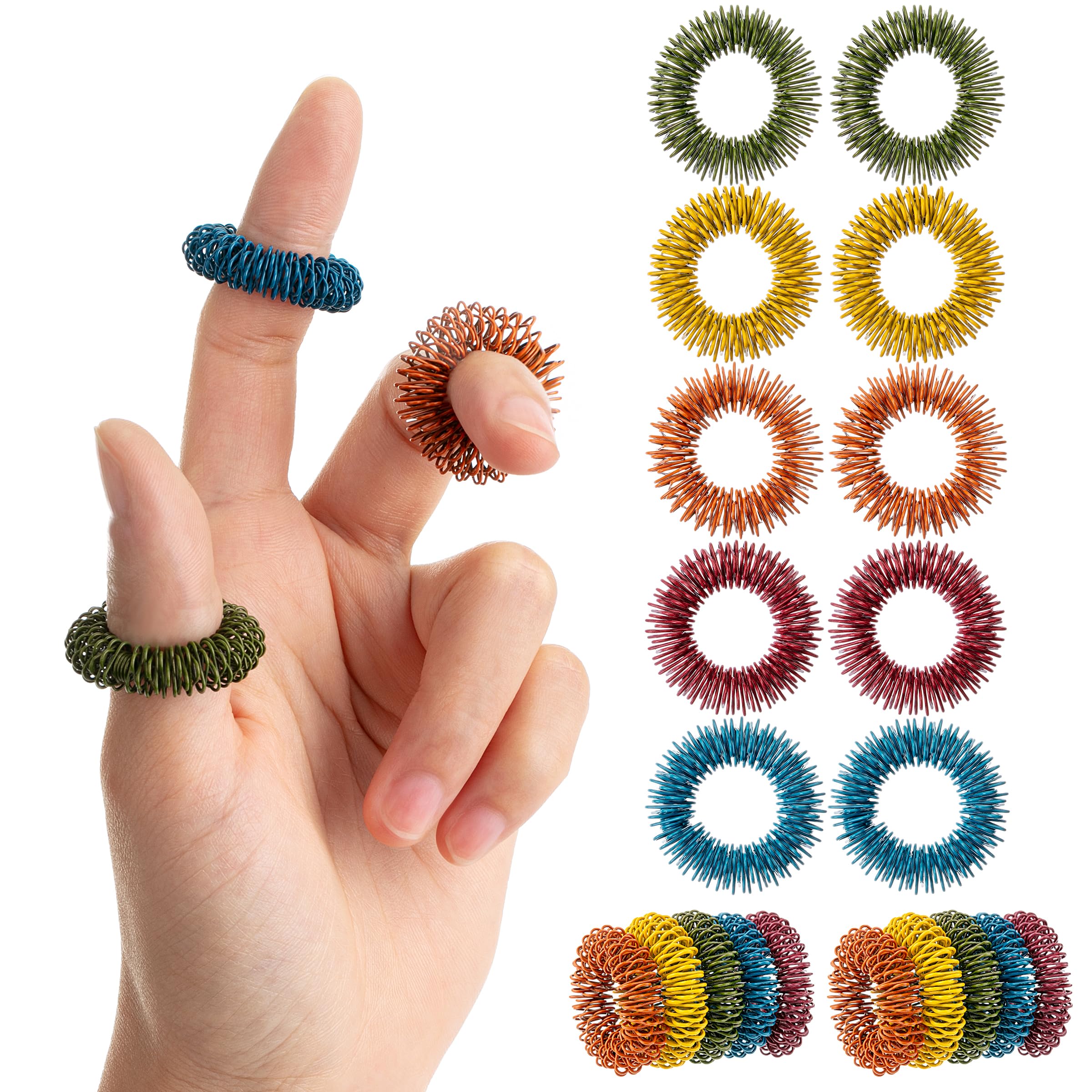 Mr. Pen- Spiky Sensory Rings, 10 Pack, Assorted Colors, Stress Relief Fidget Sensory Toys, Fidget Rings, Fidget Ring for Anxiety, Stress Relief Rings,