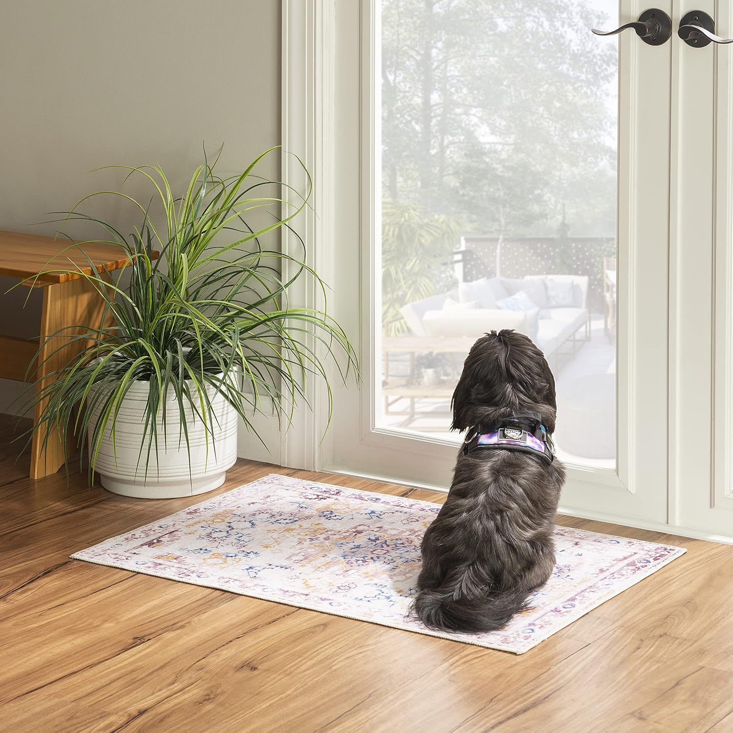 Linon The Anywhere Machine Washable Rug Linus Pink/Gold 2' X 3' Accent Rug