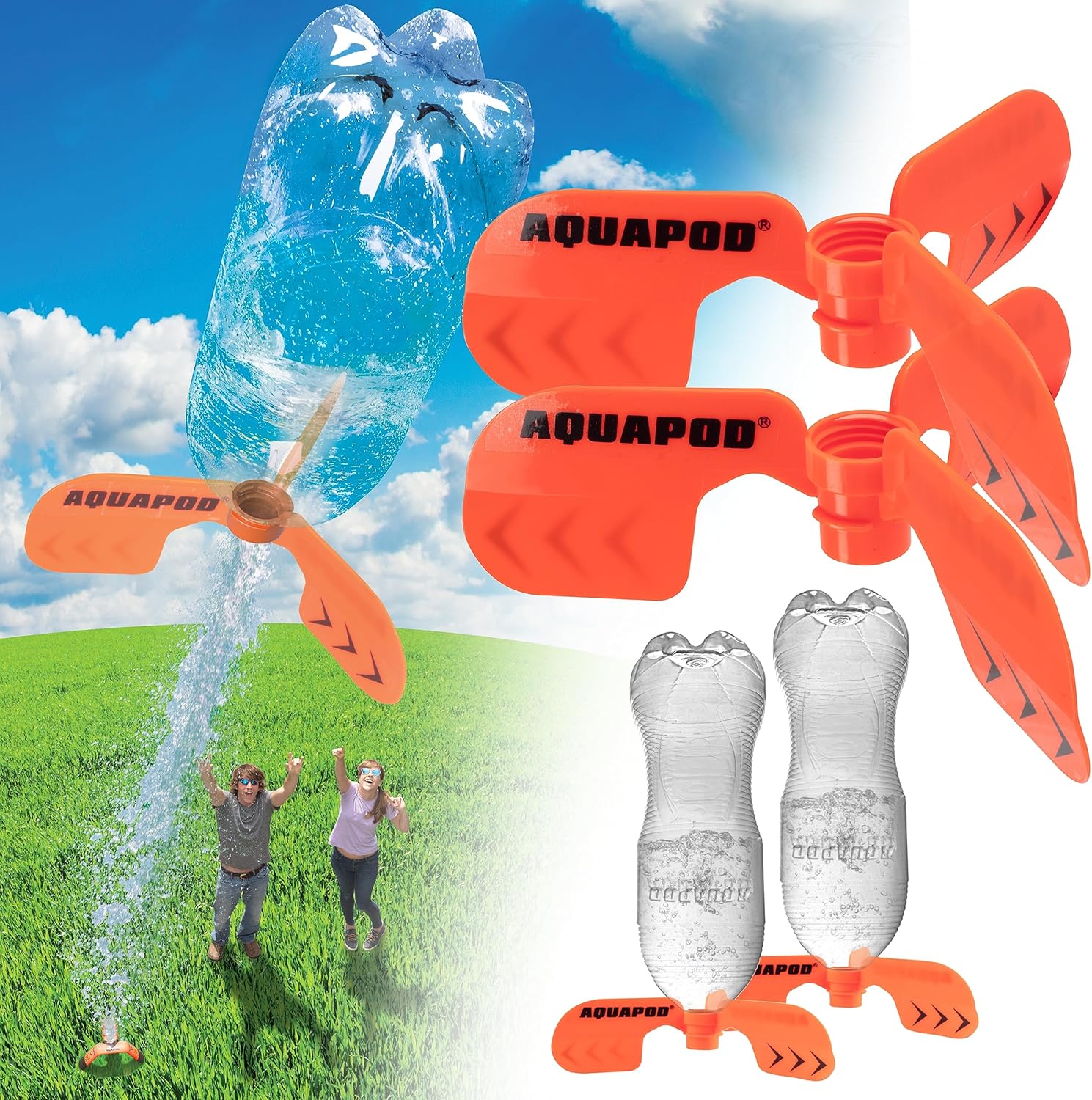 Screw on Curved Water Rocket Fins (2 pk)- Compatible with any 2 Liter Bottles – Makes Bottle Spiral in Air & Helicopter to Ground – Fun Outdoor Science Toy – Accessory to Water Rocket Launcher